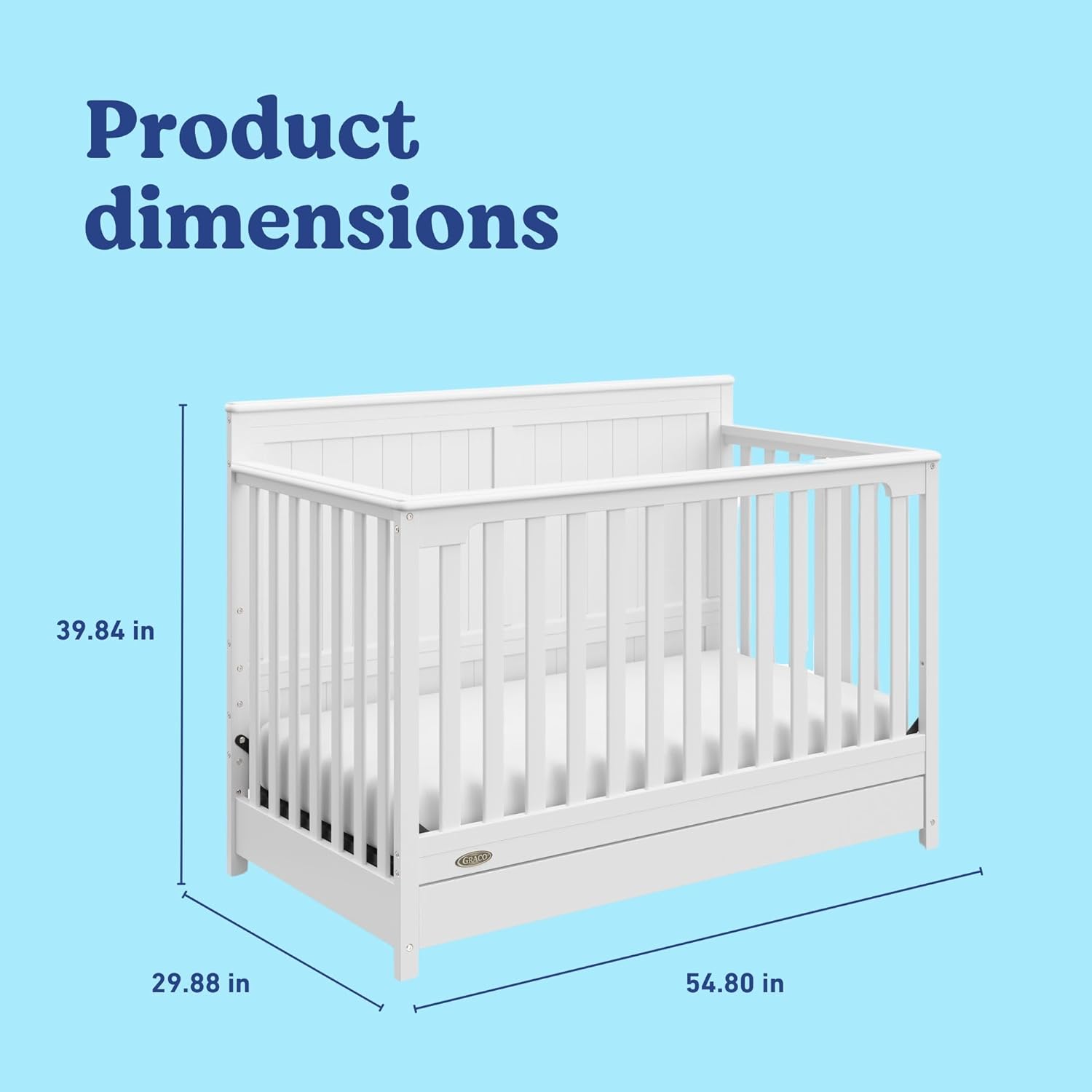 Graco Hadley 5-in-1 Convertible Crib with Drawer (White) – GREENGUARD Gold Certified, Crib with Drawer Combo, Full-Size Nursery Storage Drawer, Converts to Toddler Bed, Daybed - Image 9