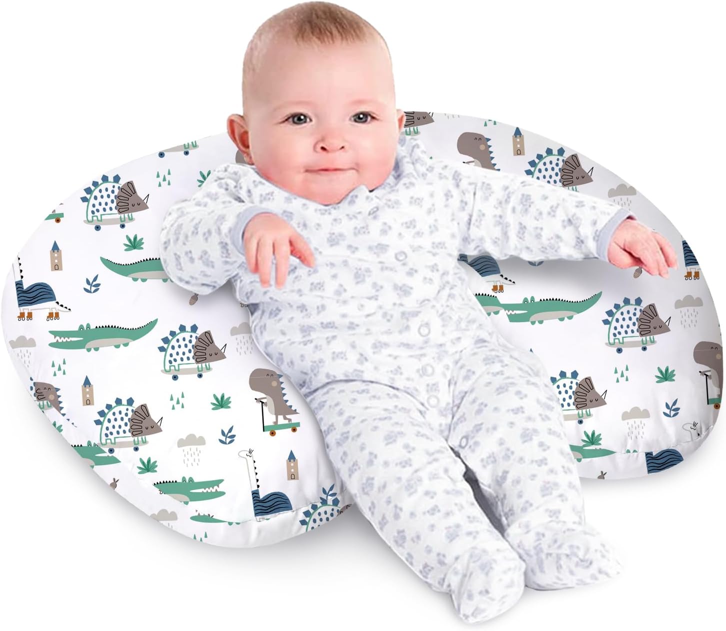 Little Grape Land Nursing Pillow for Infants, Breastfeeding Pillows, Baby Support Pillow for Nursing, Bottle Feeding, Tummy Time with Machine Washable Cover & Breathable Filling (Wild Dinosaur) - Image 2