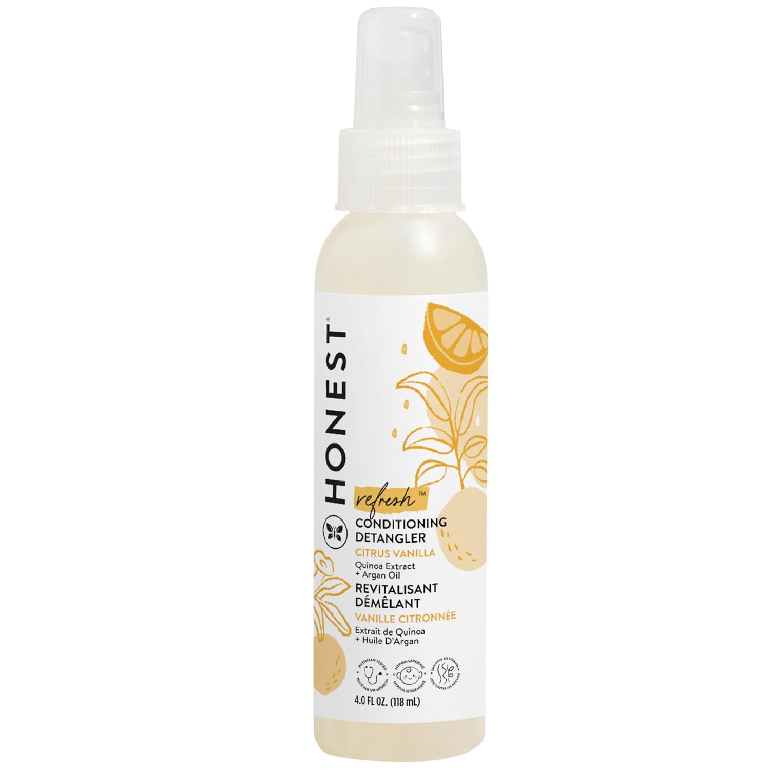 The Honest Company Conditioning Hair Detangler | Leave-in Conditioner + Fortifying Spray | Tear-free, Cruelty-Free, Hypoallergenic | Citrus Vanilla Refresh, 4 fl oz - Image 2