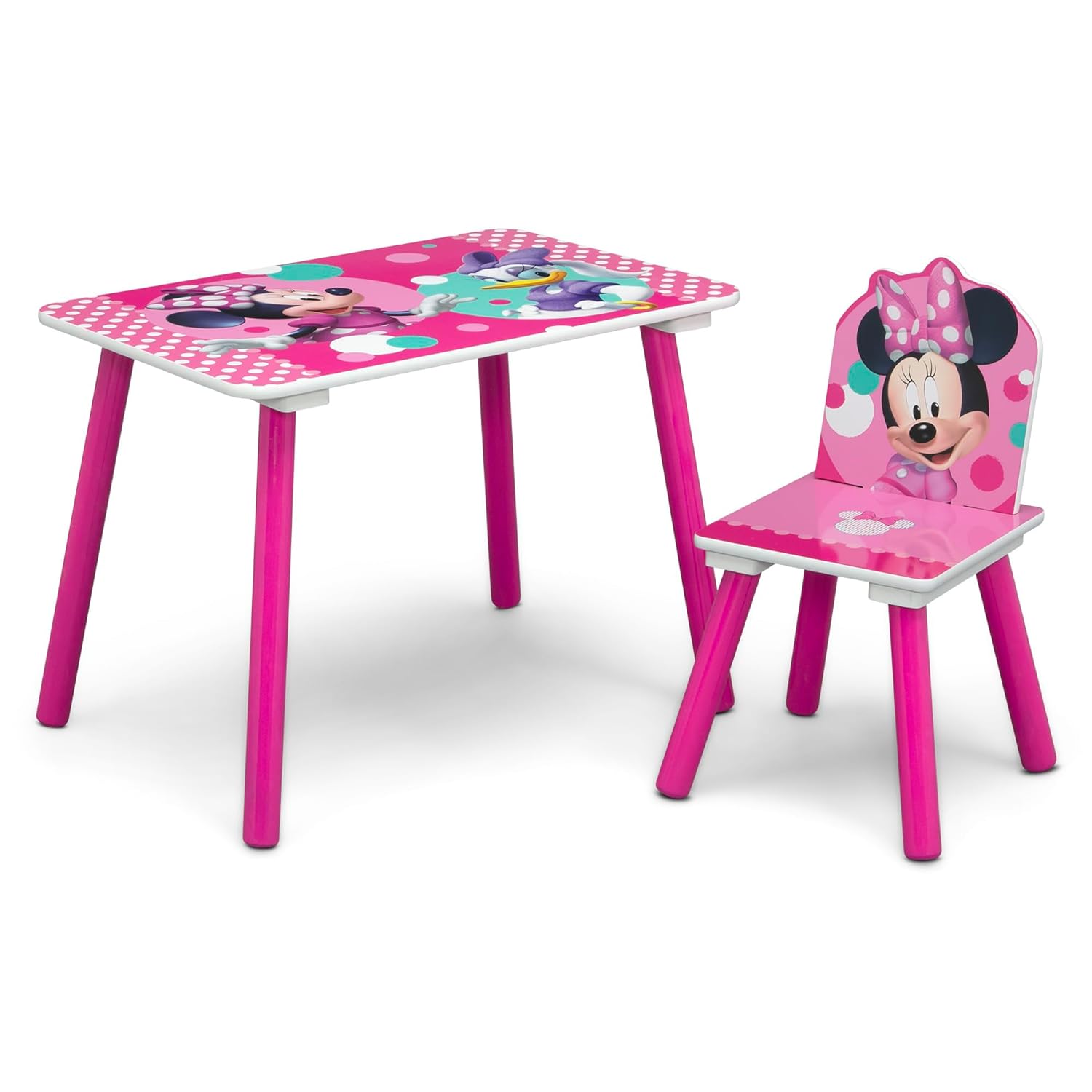 Delta Children Disney Minnie Mouse 4-Piece Toddler Room-in-a-Box Set – Includes Sleep and Play Toddler Bed, Table, 1 Chair and Toy Box, Pink - Image 5