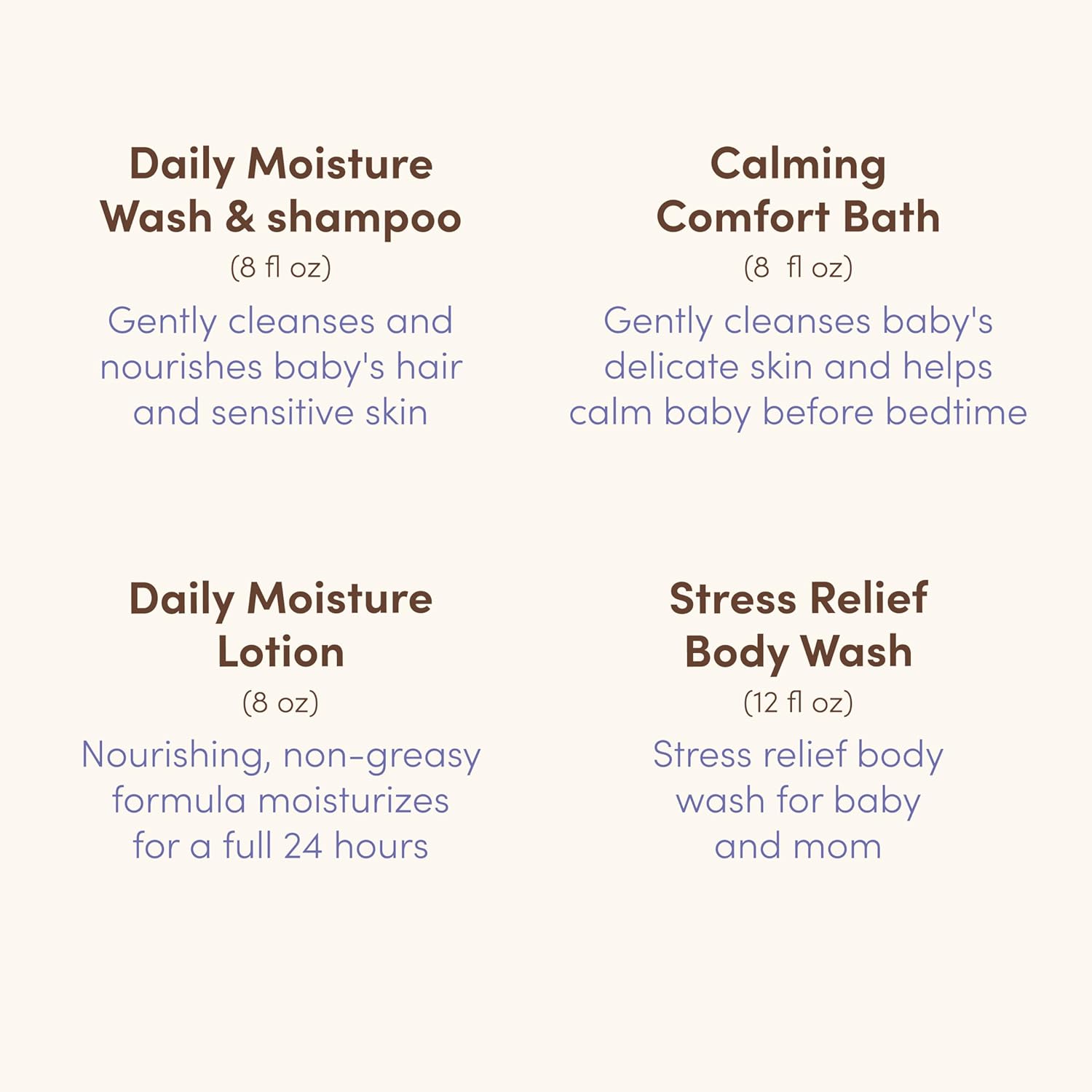 Aveeno Baby Bathtime Solutions Mommy & Me Gift Set, Baby Wash & Shampoo, Calming Bath, Daily Moisturizing Lotion and Stress Relief Body Wash for Mom, Colloidal Oat, Baby Bath Essentials, 4 items - Image 8