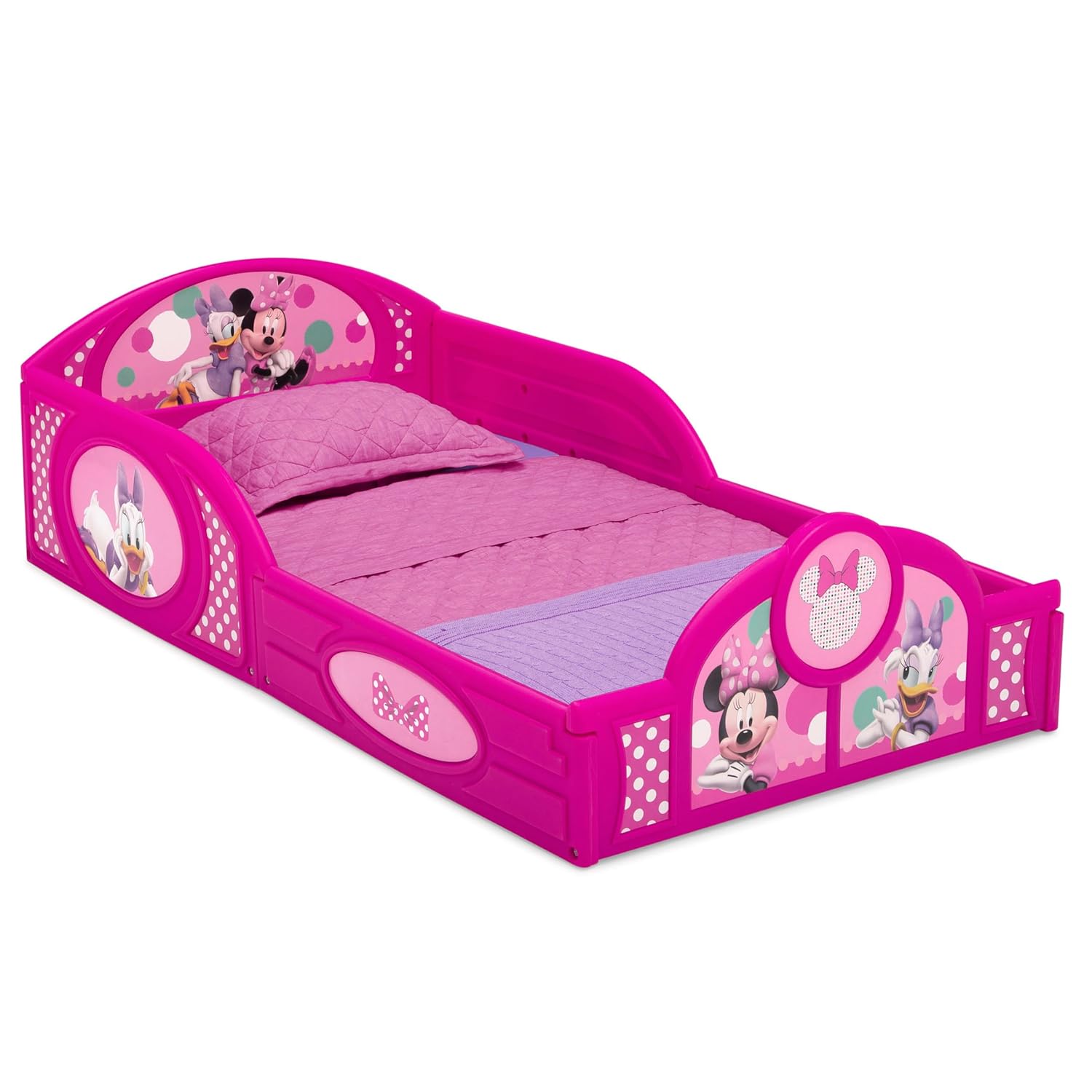Delta Children Disney Minnie Mouse 4-Piece Toddler Room-in-a-Box Set – Includes Sleep and Play Toddler Bed, Table, 1 Chair and Toy Box, Pink - Image 4