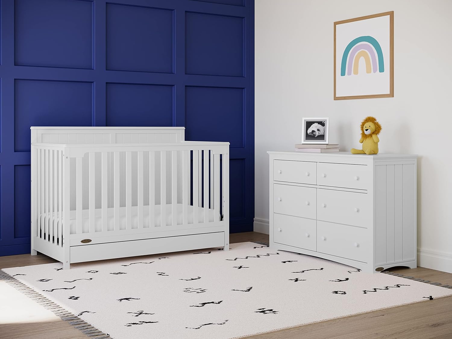 Graco Hadley 5-in-1 Convertible Crib with Drawer (White) – GREENGUARD Gold Certified, Crib with Drawer Combo, Full-Size Nursery Storage Drawer, Converts to Toddler Bed, Daybed - Image 4