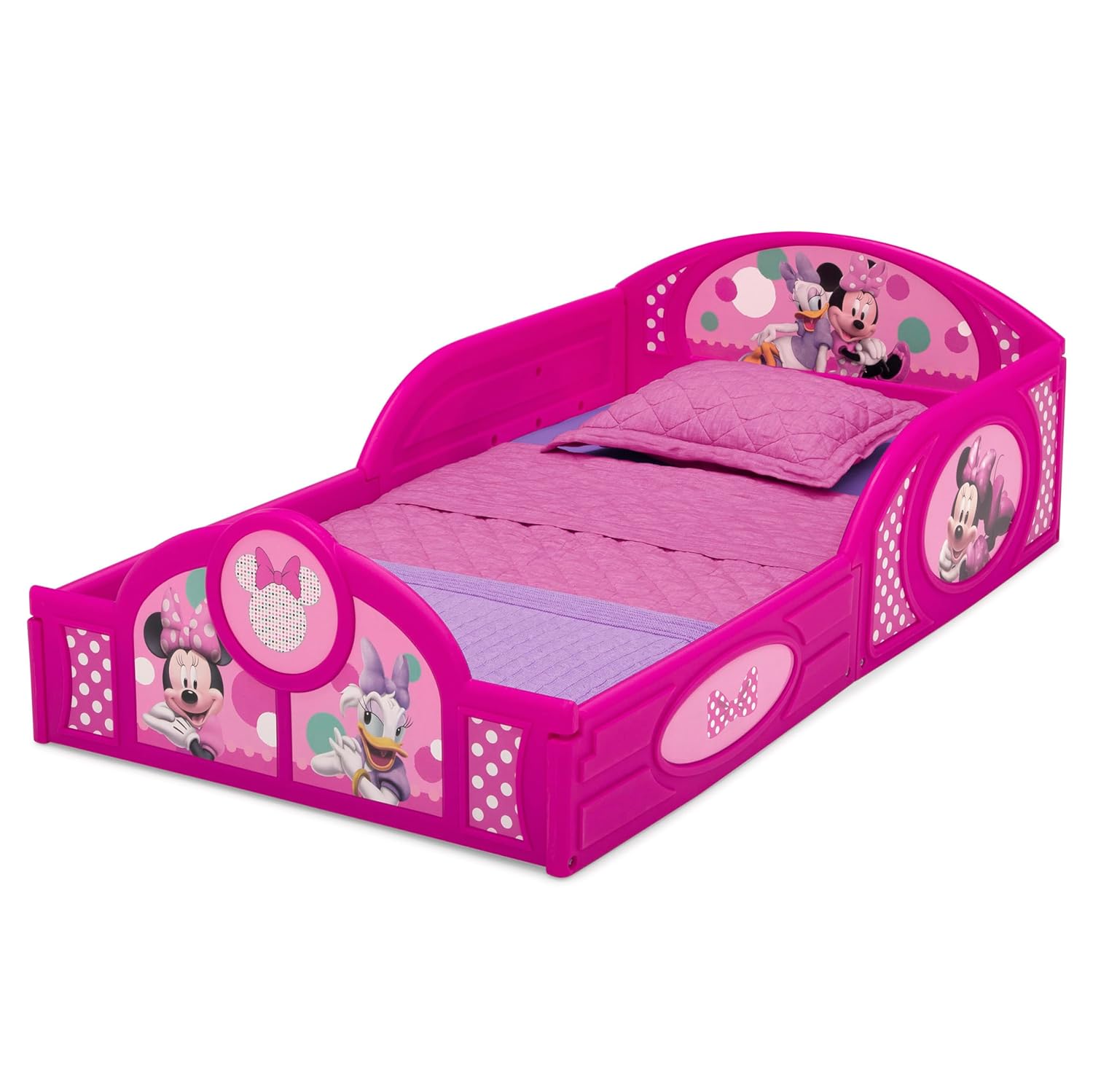 Delta Children Disney Minnie Mouse 4-Piece Toddler Room-in-a-Box Set – Includes Sleep and Play Toddler Bed, Table, 1 Chair and Toy Box, Pink - Image 7