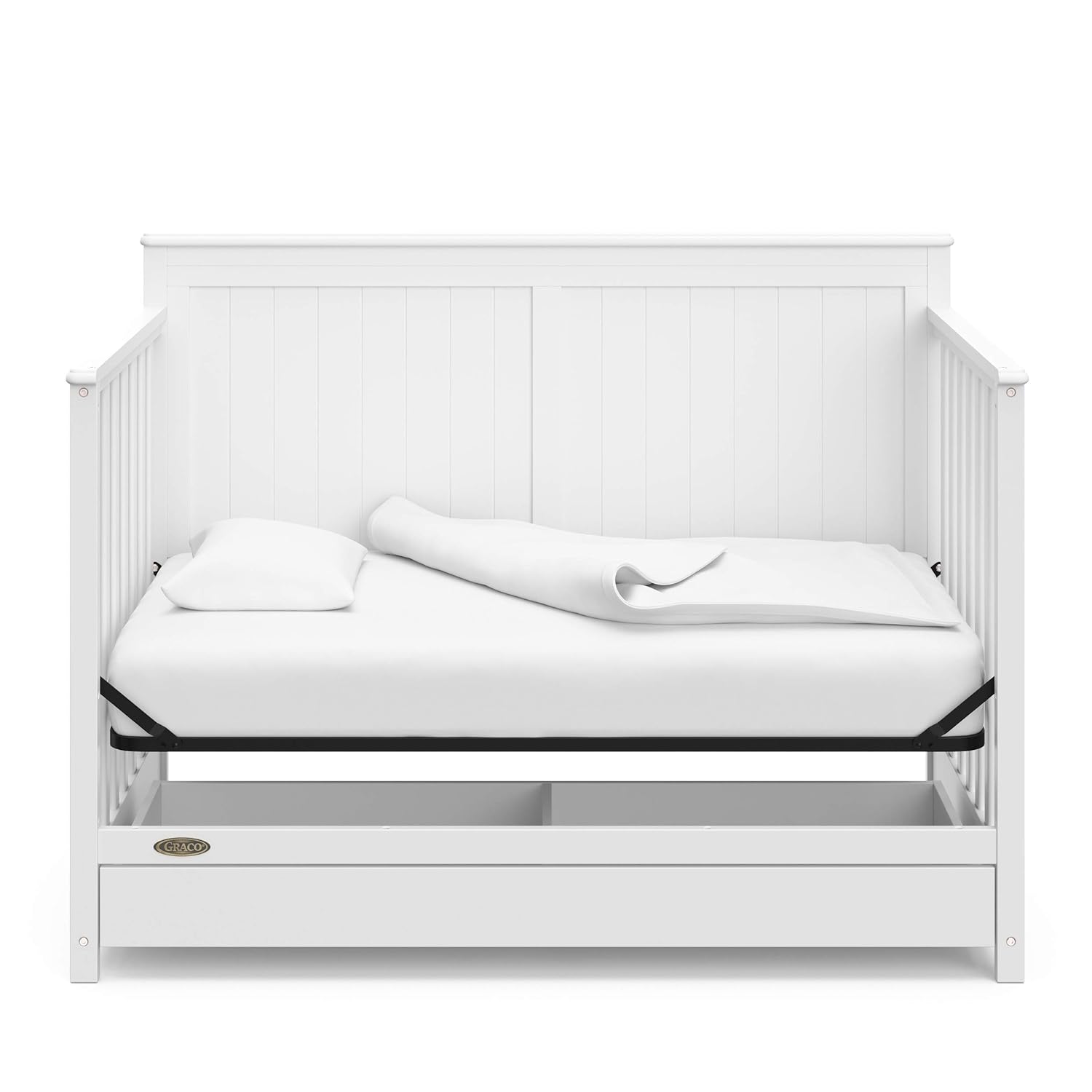 Graco Hadley 5-in-1 Convertible Crib with Drawer (White) – GREENGUARD Gold Certified, Crib with Drawer Combo, Full-Size Nursery Storage Drawer, Converts to Toddler Bed, Daybed - Image 13