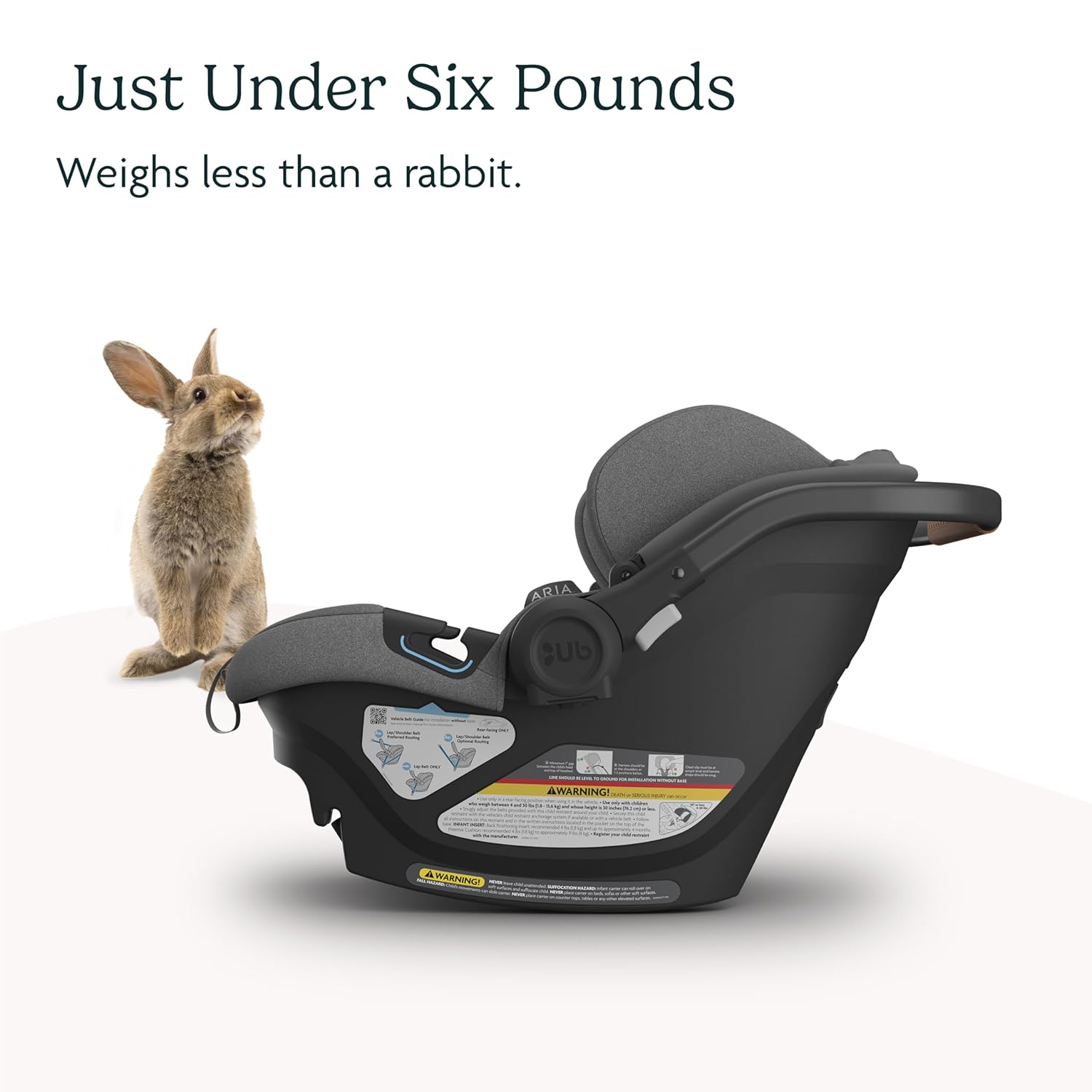 UPPAbaby Aria Lightweight Infant Car Seat/Just Under 6 lbs for Easy Portability/Base with Load Leg + Infant Insert Included/Direct Stroller Attachment/Greyson (Charcoal Mélange/Saddle Leather) - Image 5