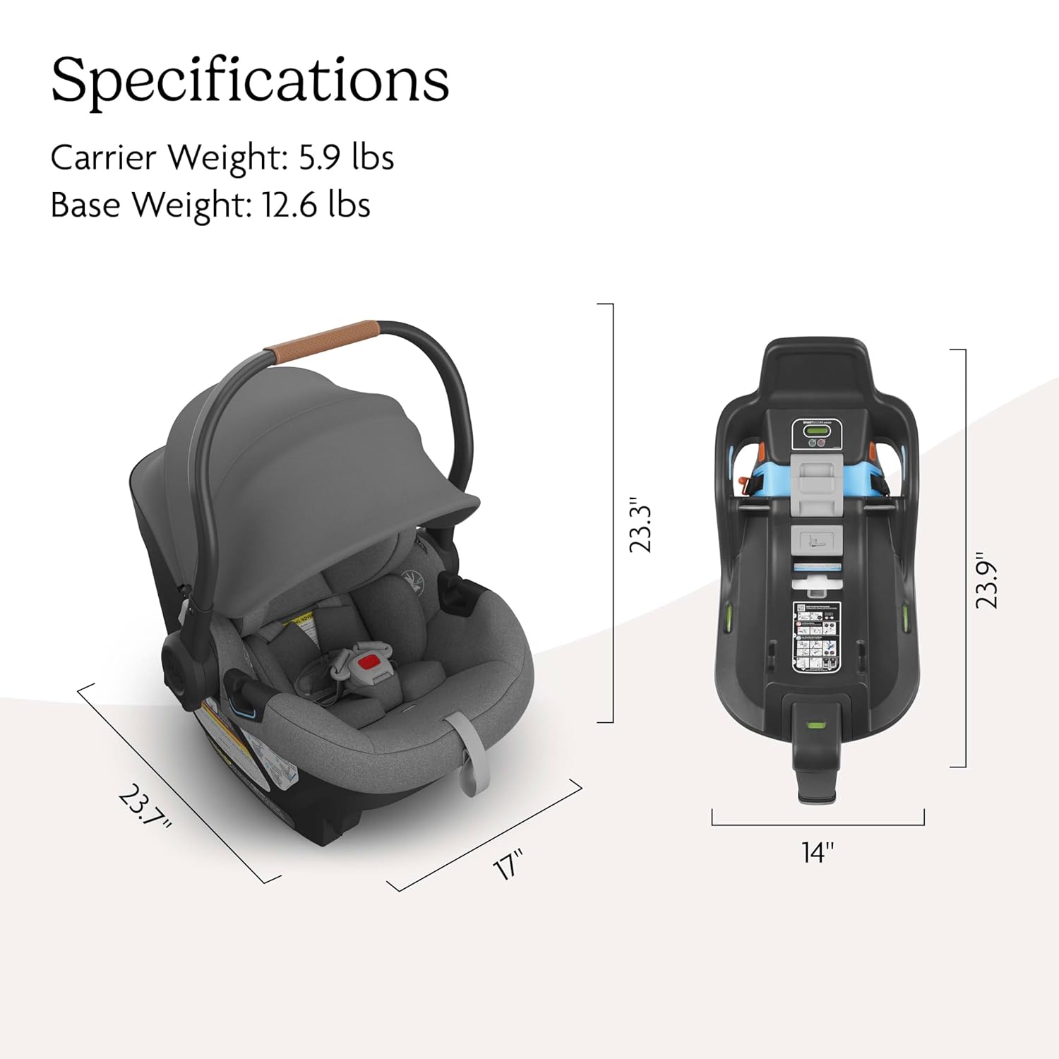 UPPAbaby Aria Lightweight Infant Car Seat/Just Under 6 lbs for Easy Portability/Base with Load Leg + Infant Insert Included/Direct Stroller Attachment/Greyson (Charcoal Mélange/Saddle Leather) - Image 8
