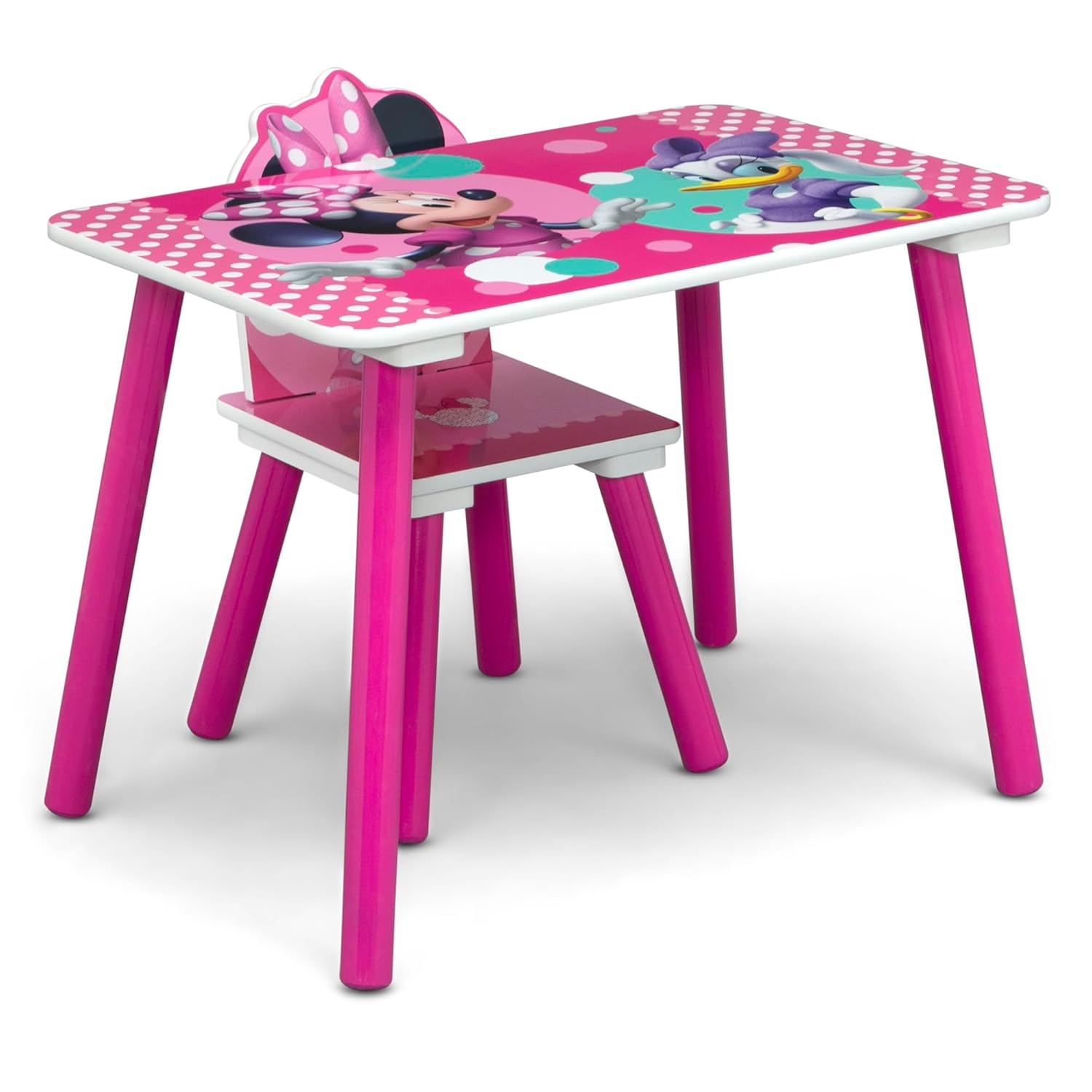Delta Children Disney Minnie Mouse 4-Piece Toddler Room-in-a-Box Set – Includes Sleep and Play Toddler Bed, Table, 1 Chair and Toy Box, Pink - Image 12