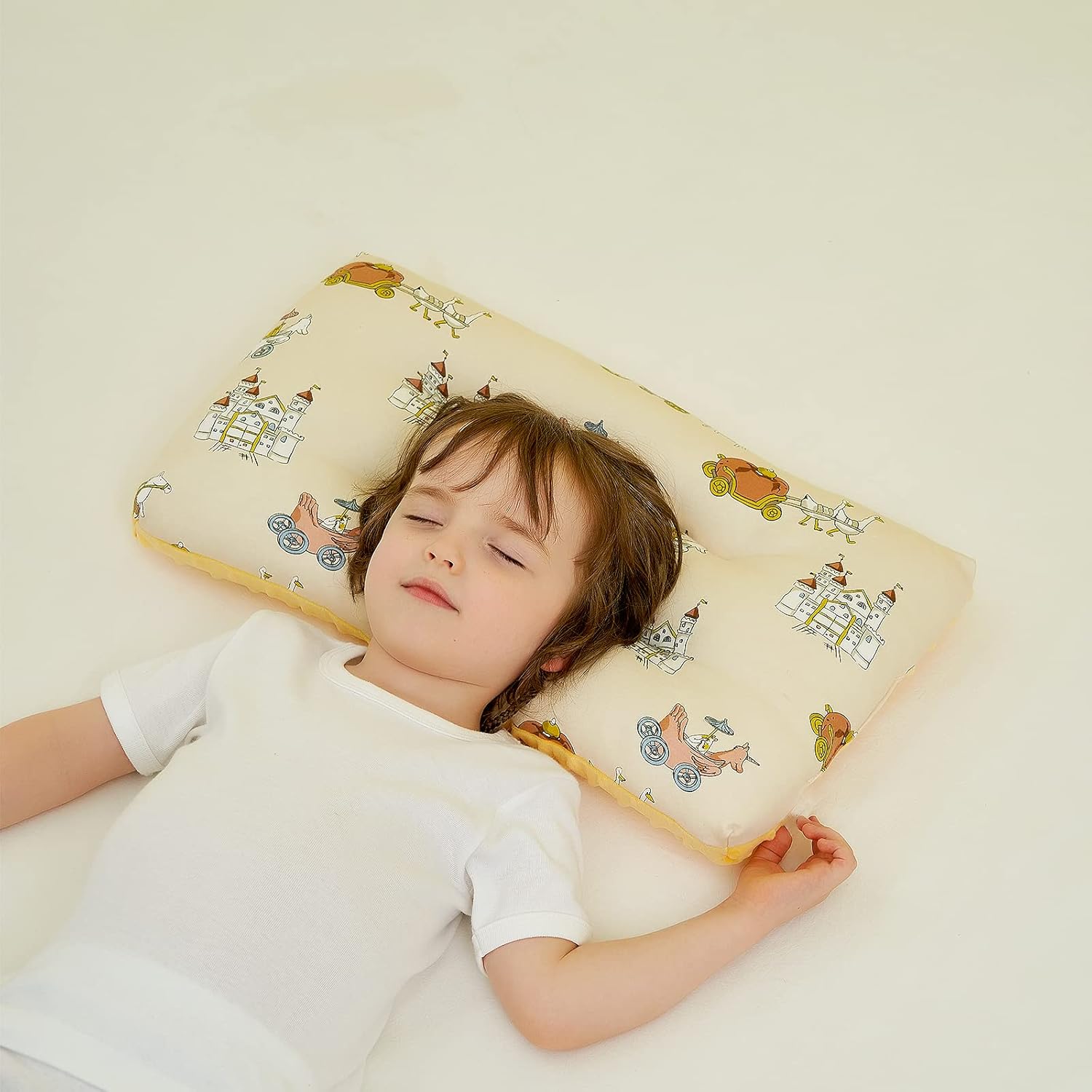 Reidio 1Pcs Toddler Pillow Double Sided Breathable Soft Cotton & Minky Dot Fabric Kids Pillow Cute Small Pillow Machine Washable (Blue) - Image 4