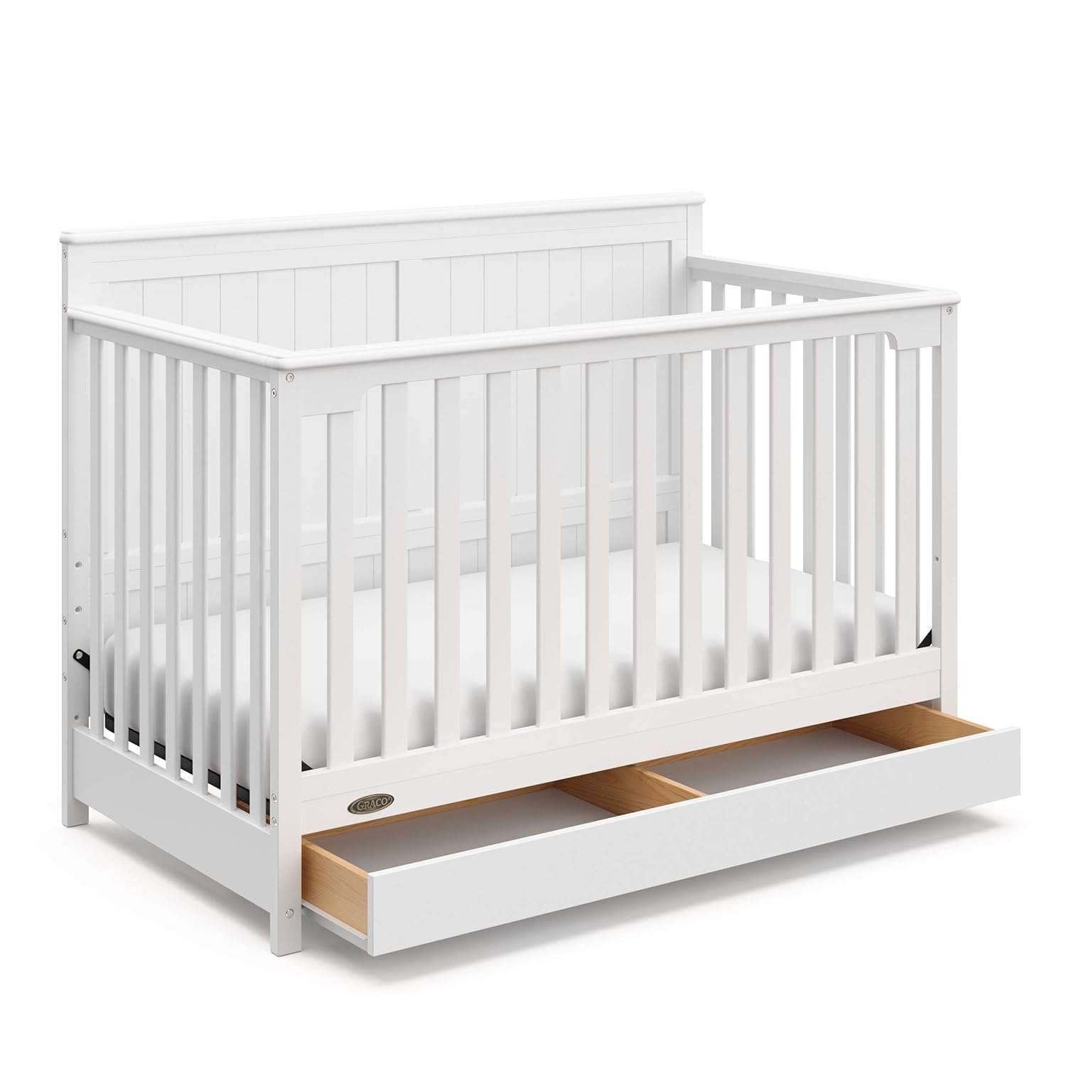 Graco Hadley 5-in-1 Convertible Crib with Drawer (White) – GREENGUARD Gold Certified, Crib with Drawer Combo, Full-Size Nursery Storage Drawer, Converts to Toddler Bed, Daybed - Image 2