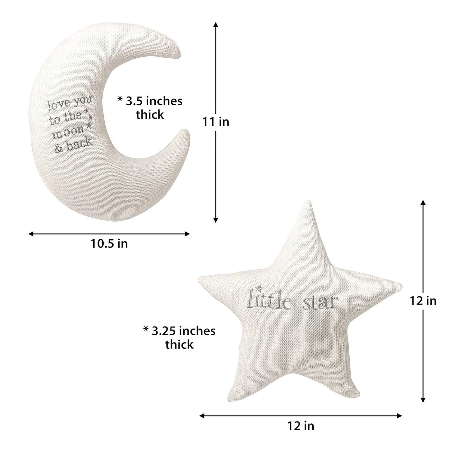 Lillian Rose White Star and Gray Moon Nursery Pillow Set - Image 3