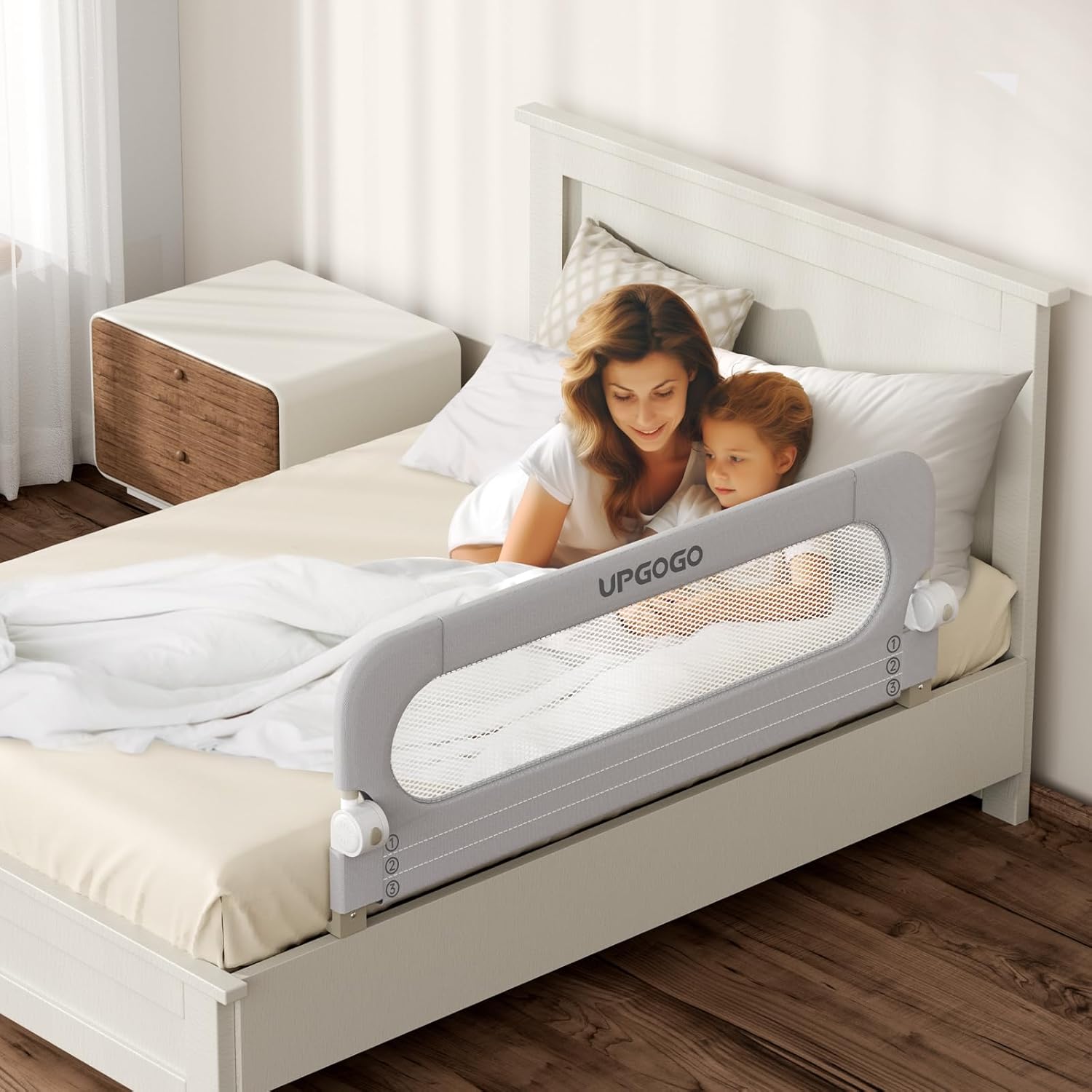 Folding Bed Rail for Toddlers,Baby Bed Rail Guard with Reinforced Anchor Safety System,Fit Bunk,Full Size,Queen,King,Twin(Grey,71"x23.6") - Image 8