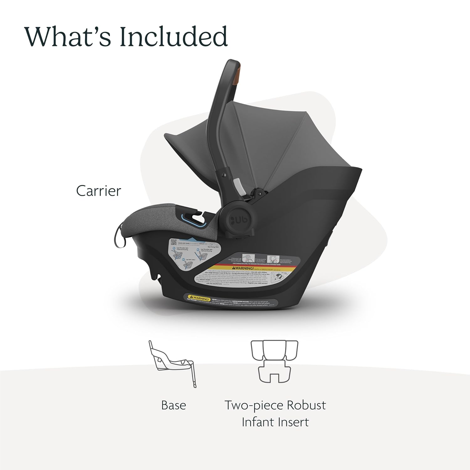 UPPAbaby Aria Lightweight Infant Car Seat/Just Under 6 lbs for Easy Portability/Base with Load Leg + Infant Insert Included/Direct Stroller Attachment/Greyson (Charcoal Mélange/Saddle Leather) - Image 3