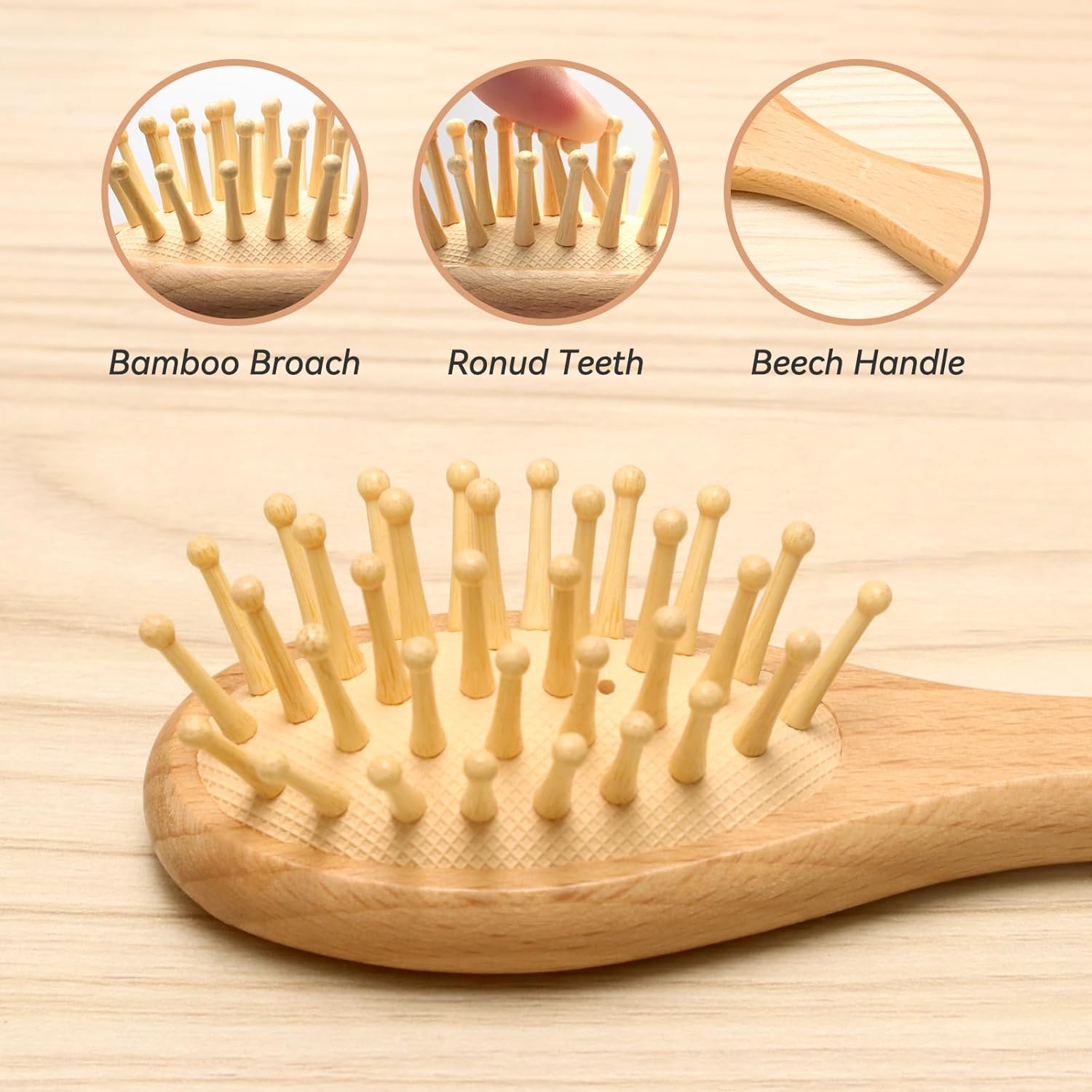 Baby Hair Care Kit, 5 in 1 Wooden Natural Goat Bristles Brush Cradle Cap Comb Baby Grooming Kit for Newborns Toddlers Boys Girls Gift - Image 4