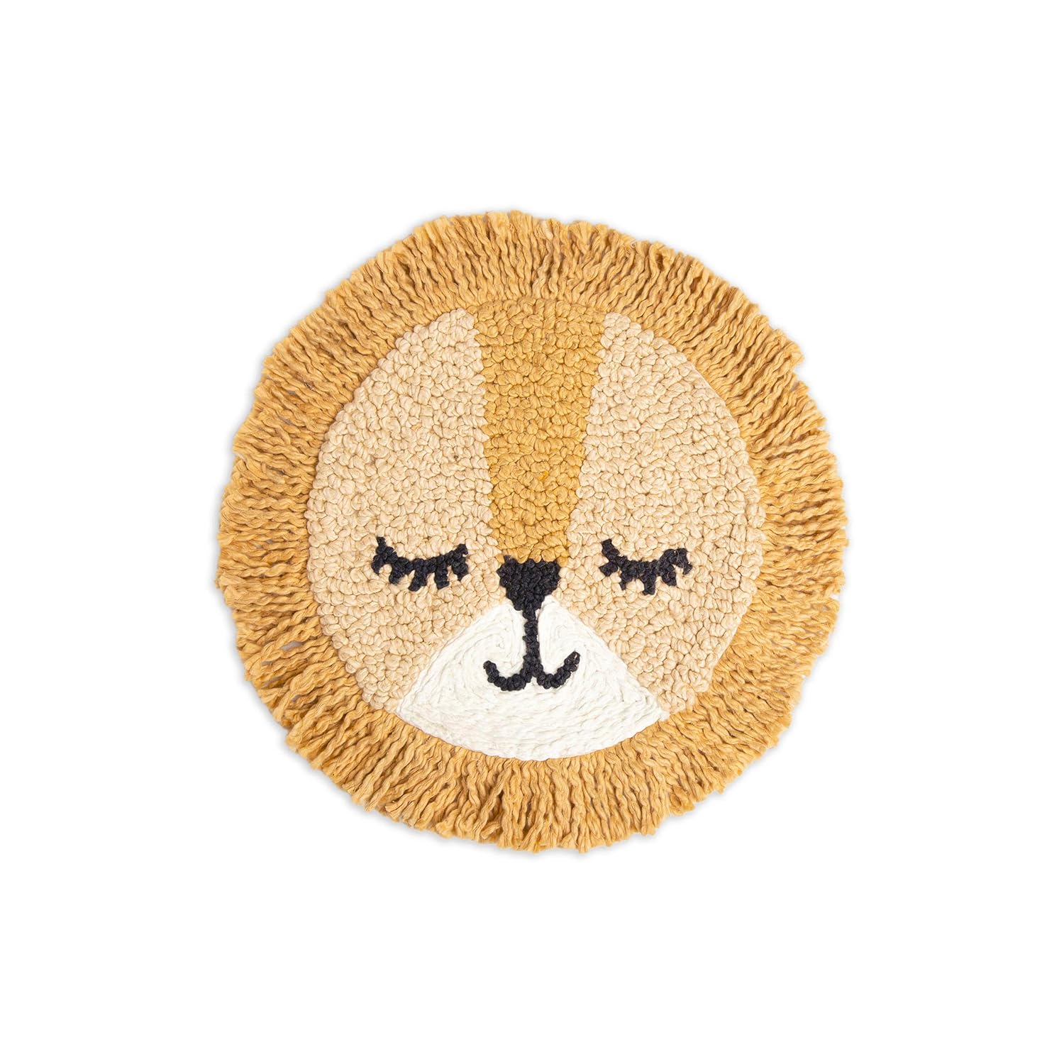 Crane Baby Safari Lion Pillow Nursery Decor, Decorative Round Animal Pillow for Nursery and Toddler Rooms, Lion, 12" x 12", Insert Included - Image 2