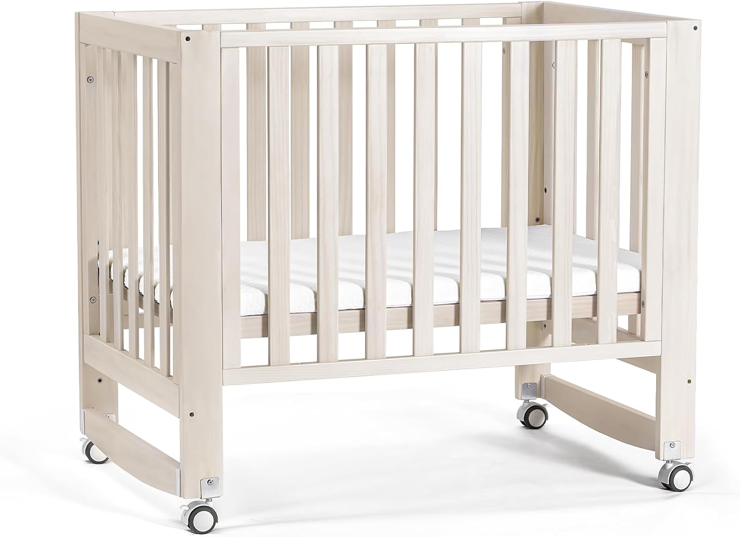 MAMAZING EvoNest Baby Crib, 6 in 1 Convertible Mini Crib with Wheels, 100% New Zealand Wood Growing Bed, 4 Adjustable Mattress Height, GREENGUARD Gold Certified, Wahsed Natural (Beige) - Image 2