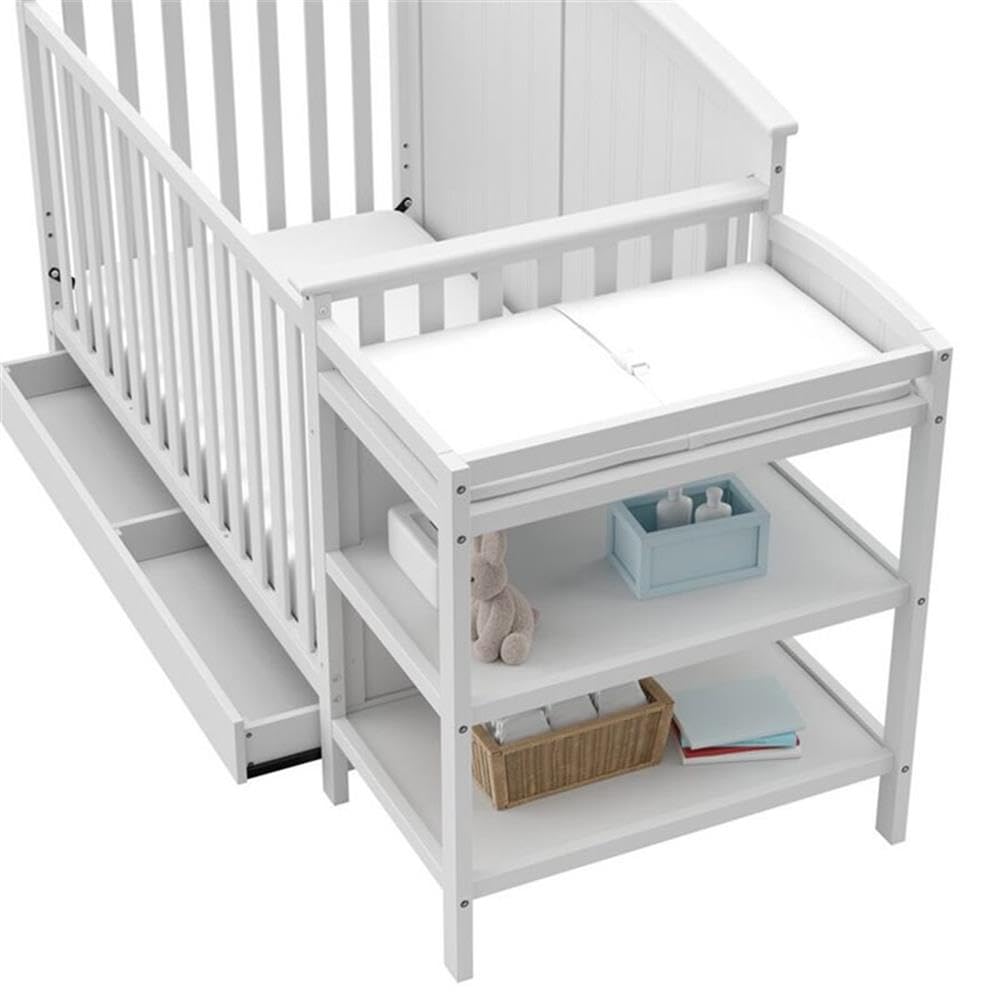 Storkcraft Steveston 5-in-1 Convertible Crib and Changer with Drawer (White) – GREENGUARD Gold Certified, Crib and Changing -Table Combo with Drawer, Converts to Toddler Bed, Daybed and Full-Size Bed - Image 8