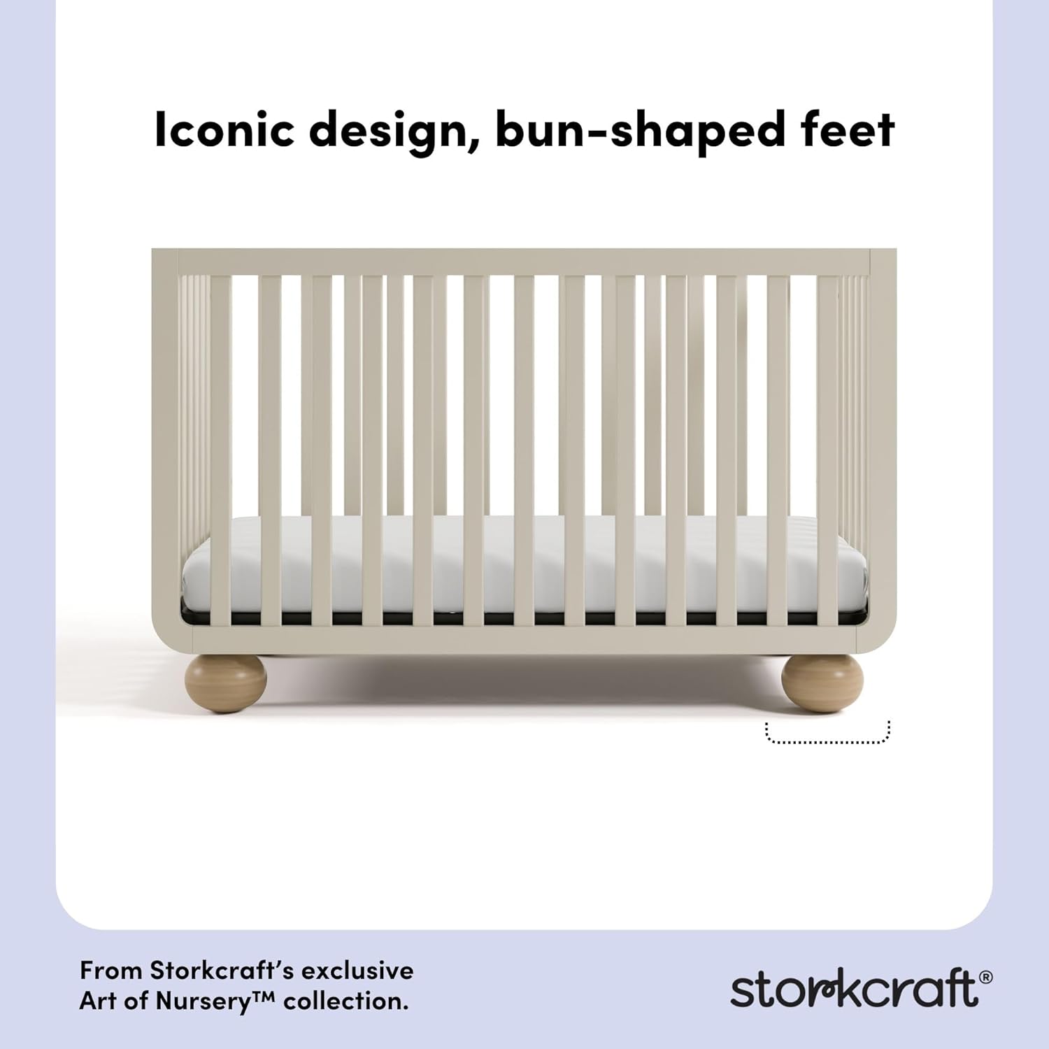Storkcraft Amalfi Convertible Crib with Toddler Guardrail (Frosted Oat & Driftwood) – GREENGUARD Gold Certified, Toddler Bed Conversion Kit Included, Fits Standard Crib Mattress, Converts to Full Bed - Image 5