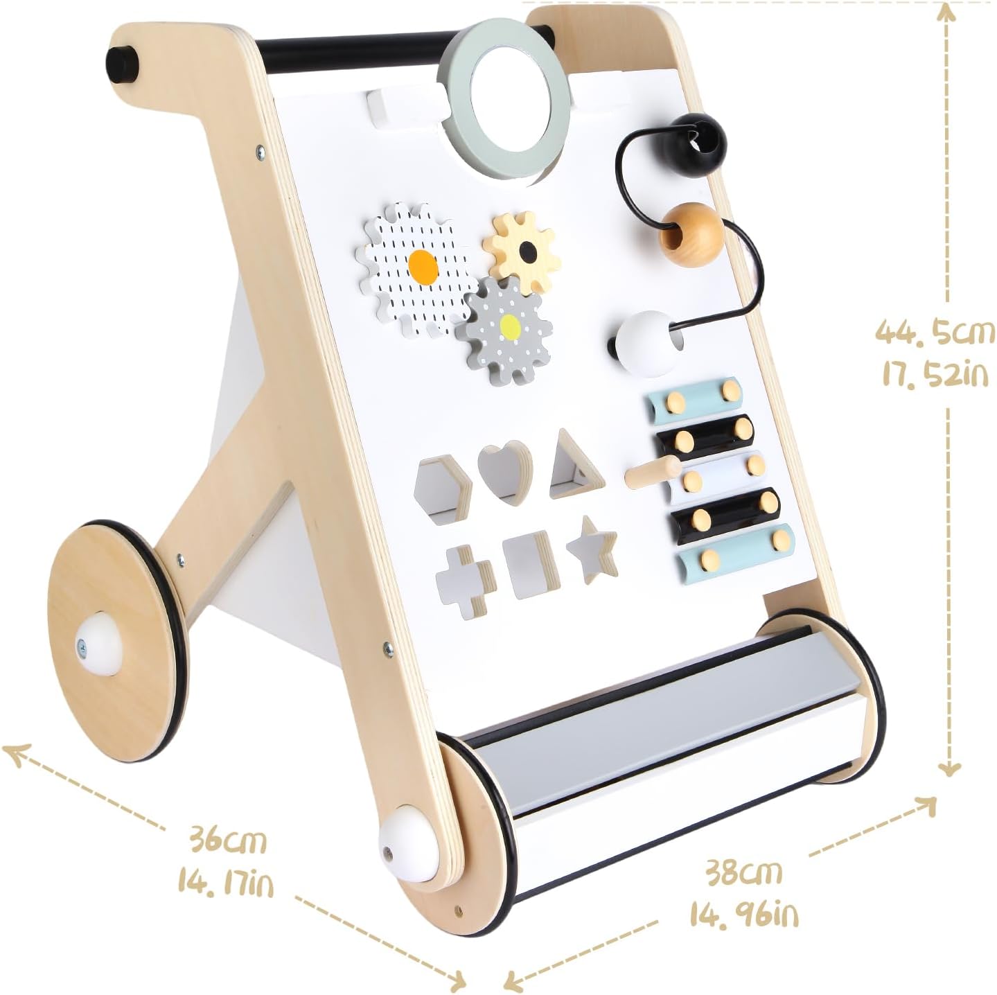 Asweets Wooden Baby Walker, Push and Pull Learning Activity Walker with Roller for Boys and Girls, Stand Learning Toddler Toy (Roller Upgraded) - Image 5