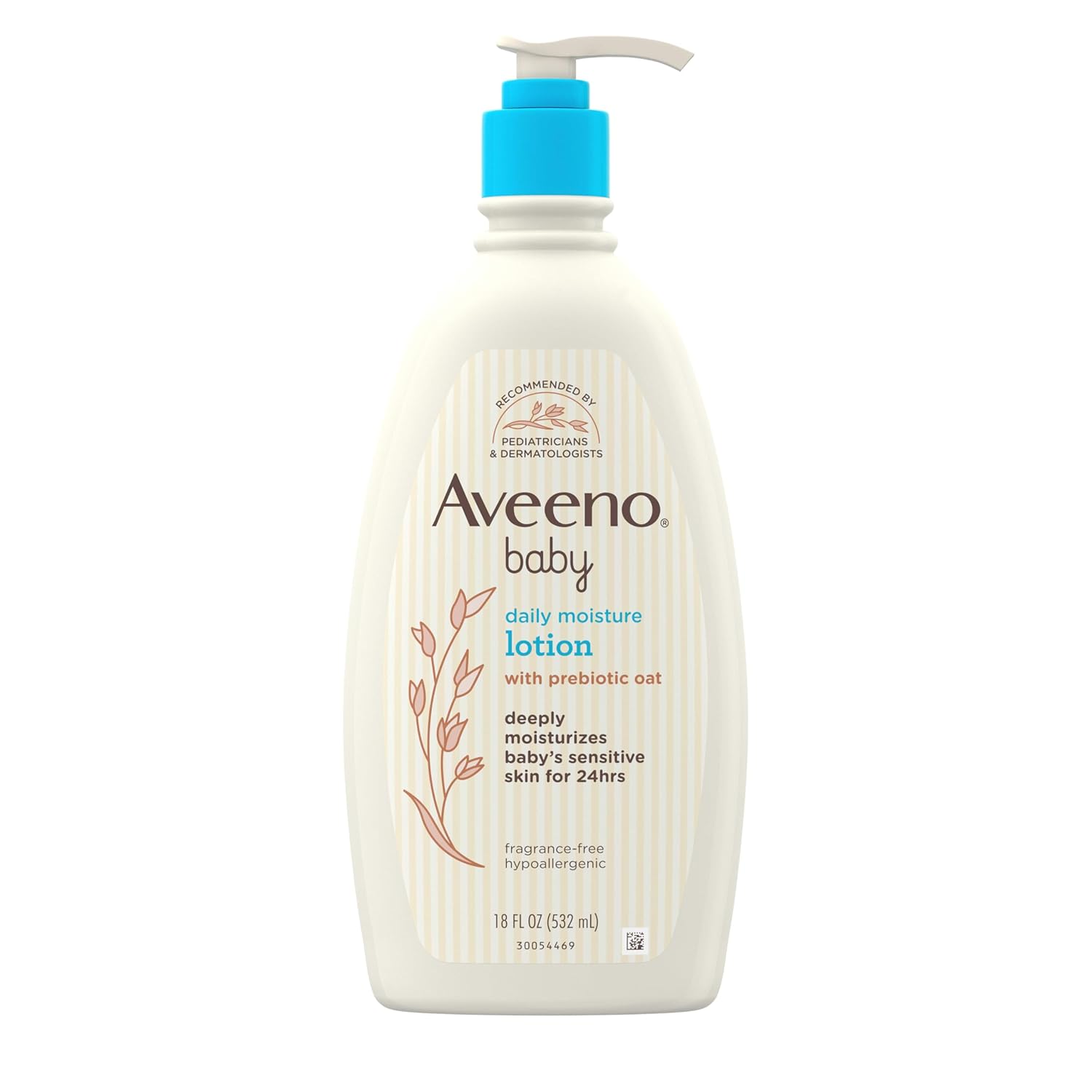 Aveeno Baby Daily Moisture Body Lotion for Sensitive Skin, Hypoallergenic Moisturizing Baby Lotion with Nourishing Oatmeal to Deeply Moisturize Baby's Skin, Fragrance-Free, 18 fl. oz - Image 2