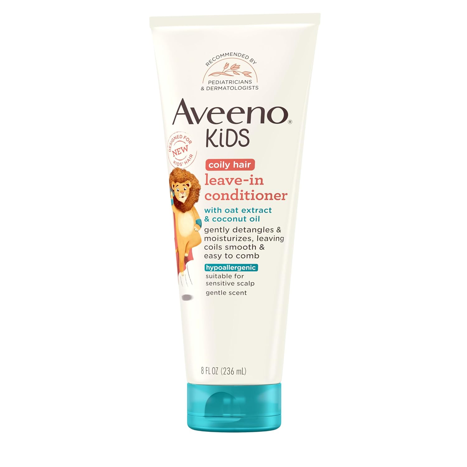 Aveeno Kids Coily Hair Leave-In Conditioner, Toddler Leave-In Conditioner for Sensitive Scalps Gently Detangles & Moisturizes Leaving Natural Curls & Coils Smooth, Hypoallergenic, 8 fl. oz - Image 2