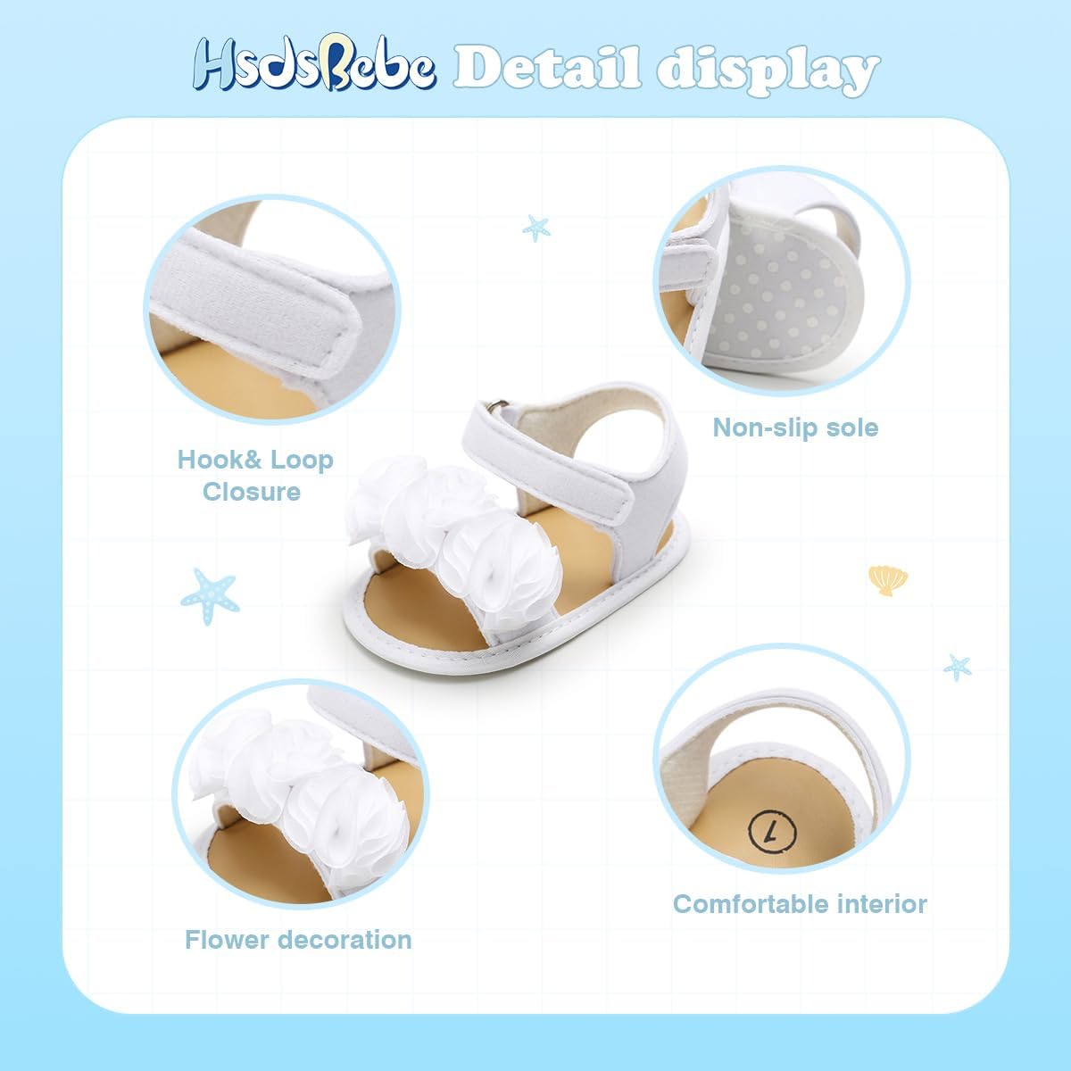 HsdsBebe Baby Girls Sandals Bohemia Flower Bow Soft Sole Toddler First Walkers Beach Summer Shoes - Image 6