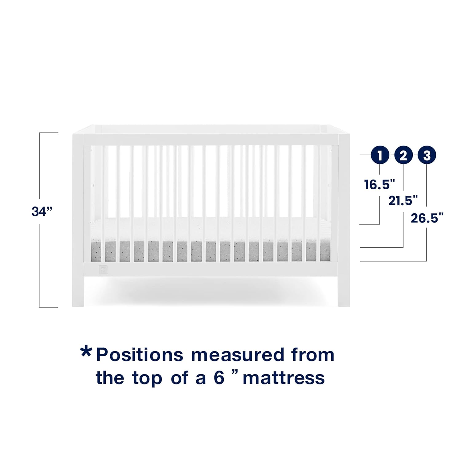 GAP babyGap Charlie 6-in-1 Convertible Crib - Greenguard Gold Certified, Bianca White - Image 9