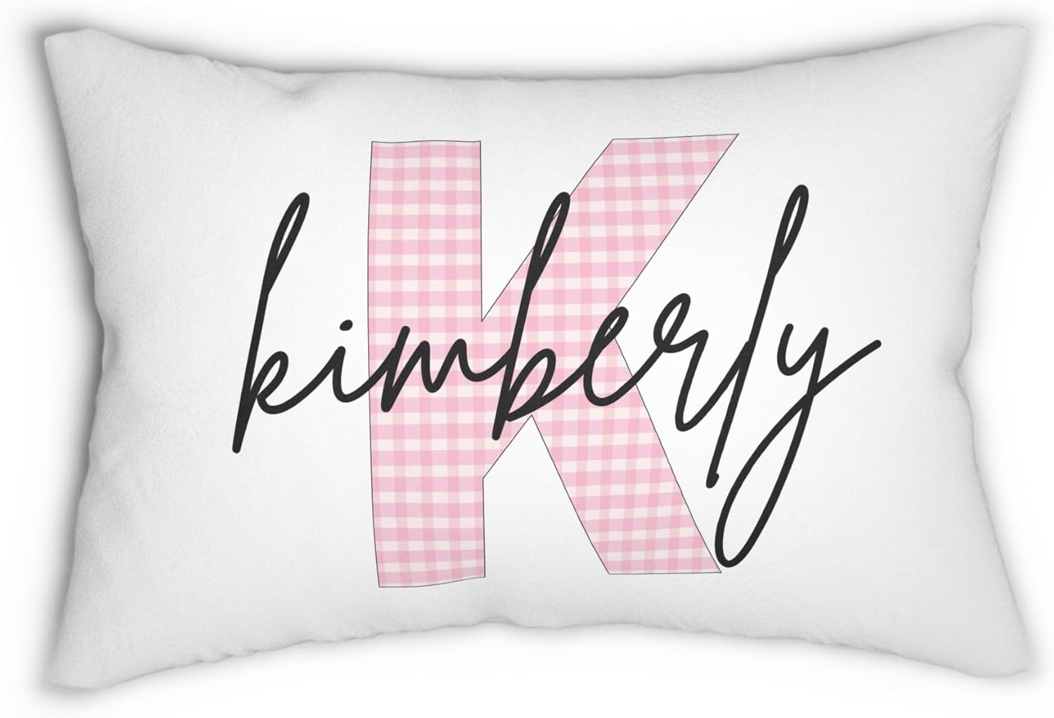 Personalized Name Pillow Custom Gingham Initial Monogram Throw Pillow with Kids Name Baby Nursery Décor Toddler Pillow Boys & Girls Room Decor Teen Bedroom Dorm Accent Cushion Birthday Gift - Image 6