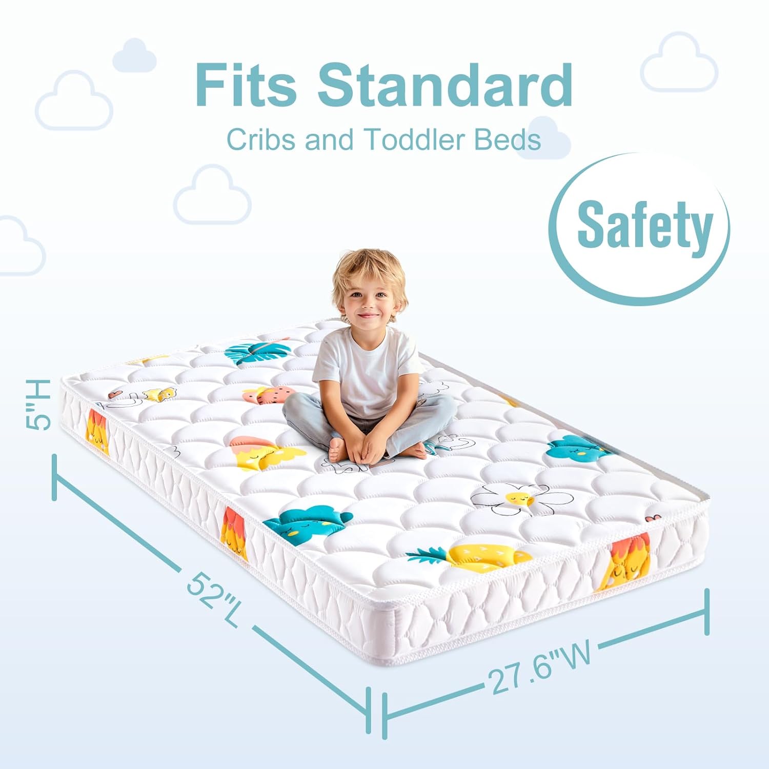 Premium Dual-Sided Baby Crib Mattress and Toddler Mattress - 52" x 27.6" x 5" - Breathable - Firm Soft - Fits Standard Cribs and Toddler Beds - Image 3