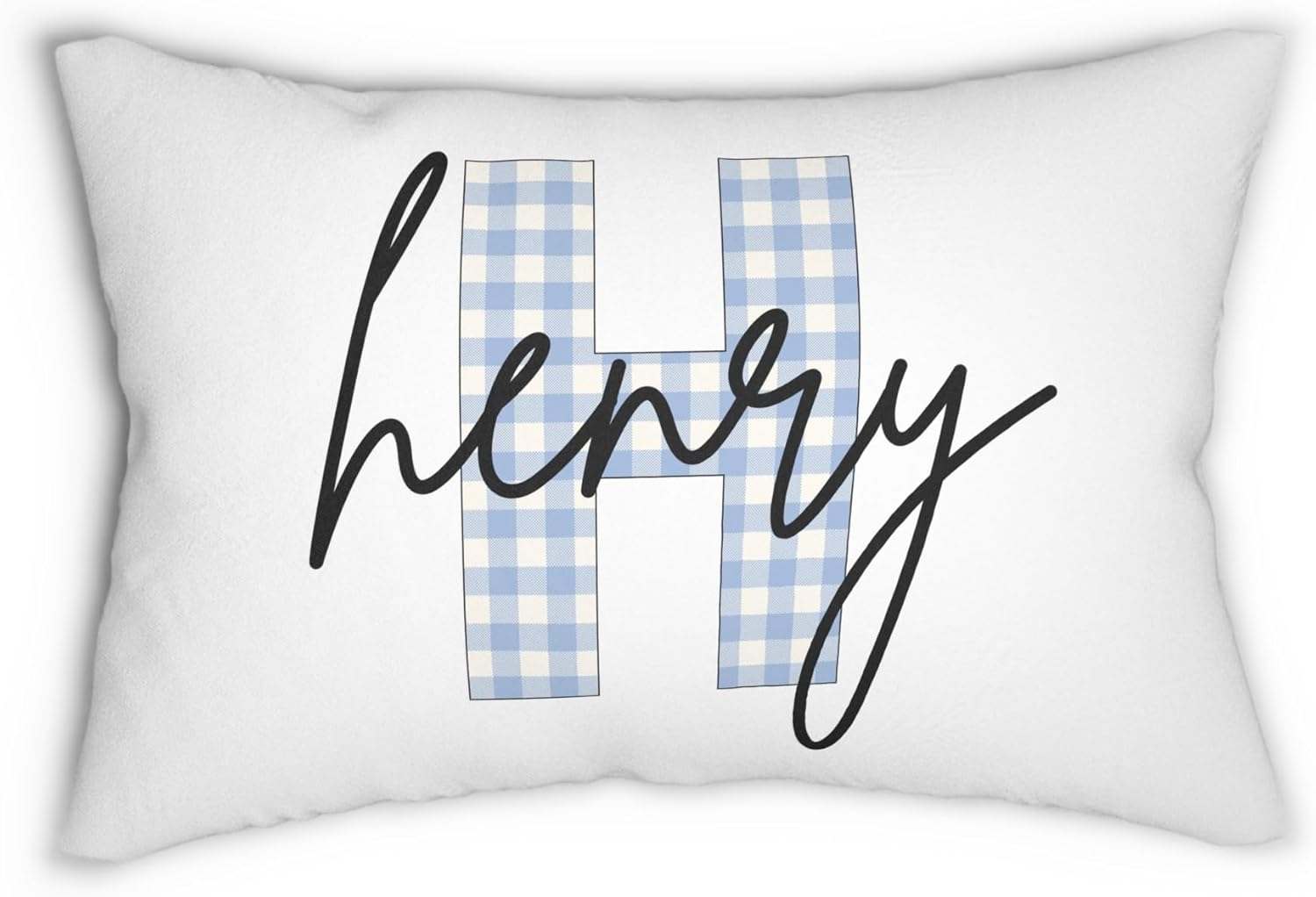 Personalized Name Pillow Custom Gingham Initial Monogram Throw Pillow with Kids Name Baby Nursery Décor Toddler Pillow Boys & Girls Room Decor Teen Bedroom Dorm Accent Cushion Birthday Gift - Image 4