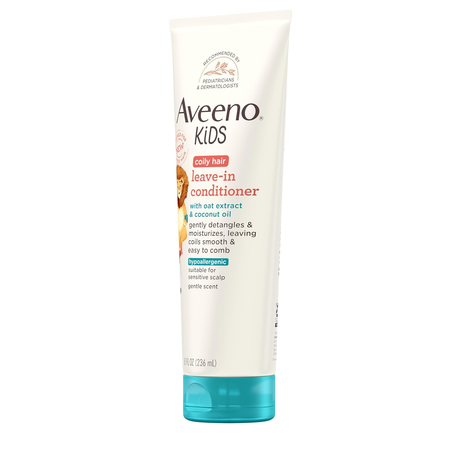 Aveeno Kids Coily Hair Leave-In Conditioner, Toddler Leave-In Conditioner for Sensitive Scalps Gently Detangles & Moisturizes Leaving Natural Curls & Coils Smooth, Hypoallergenic, 8 fl. oz - Image 8