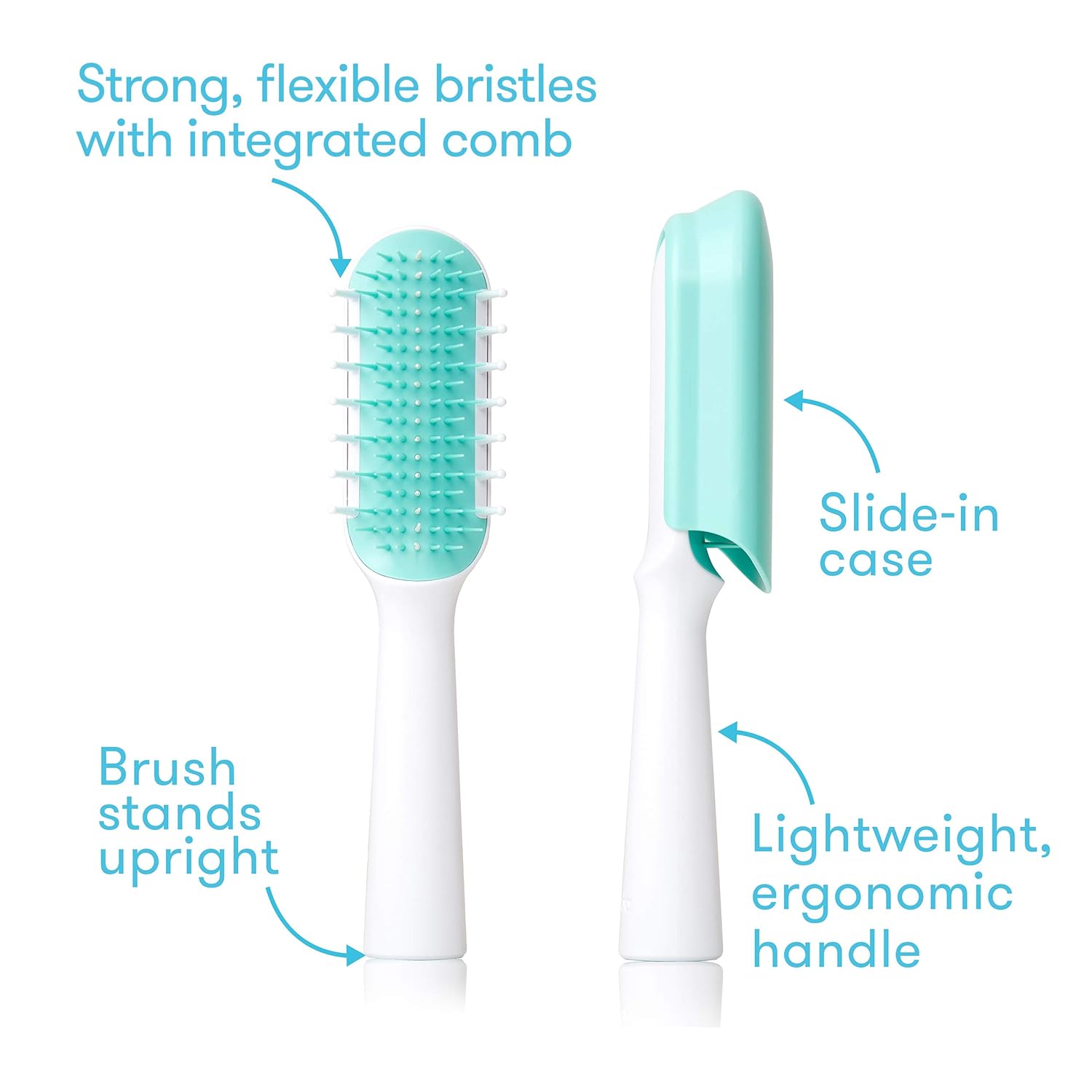 Frida Baby Thick or Curly Hair Detangler Brush for Kids, Toddler Hairbrush Detangles Knots Without Tears or Breakage, Comb Teeth and Bristle Design, White/Blue ,1 Count - Image 3