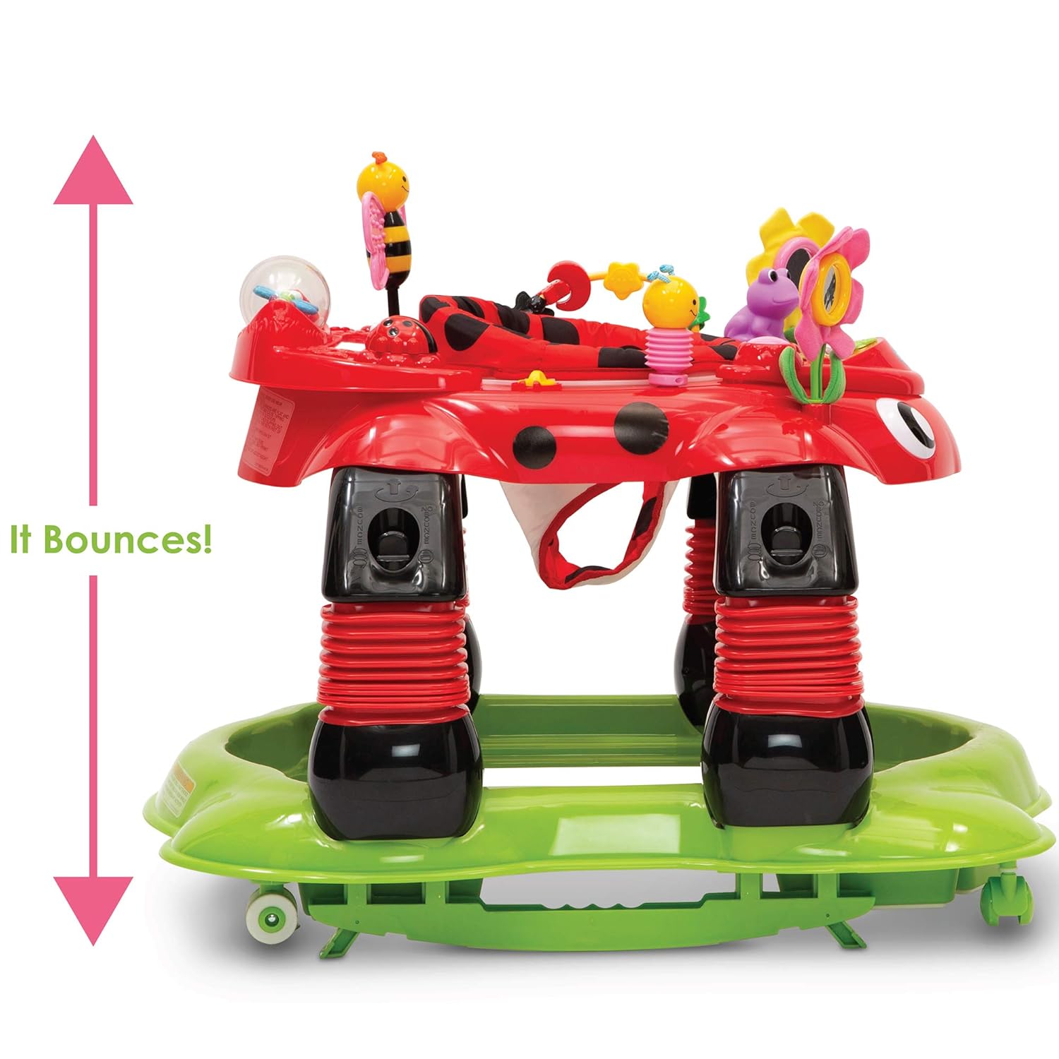 Delta Children Lil Play Station 4-in-1 Activity Walker - Rocker, Activity Center, Bouncer, Walker - Adjustable Seat Height - Fun Toys for Baby, Sadie the Ladybug - Image 7