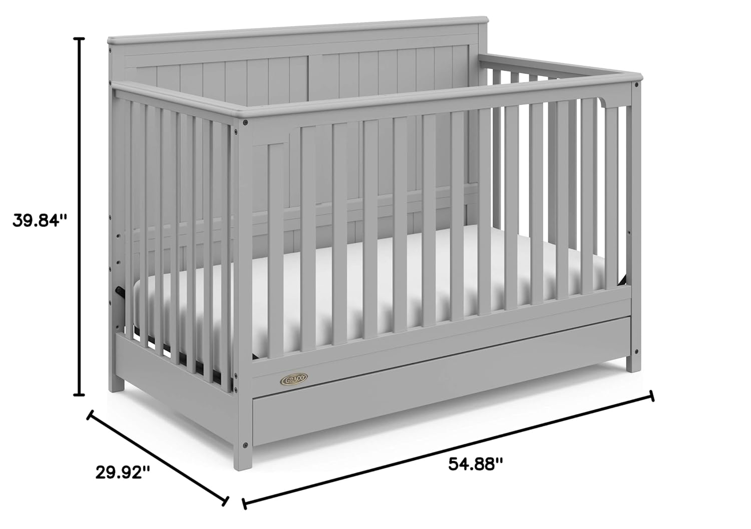 Graco Hadley 5-in-1 Convertible Crib with Drawer (Pebble Gray) – GREENGUARD Gold Certified, Crib with Drawer Combo, Full-Size Nursery Storage Drawer, Converts to Toddler Bed, Daybed - Image 18