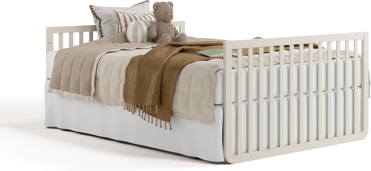 Storkcraft Amalfi Convertible Crib with Toddler Guardrail (Frosted Oat & Driftwood) – GREENGUARD Gold Certified, Toddler Bed Conversion Kit Included, Fits Standard Crib Mattress, Converts to Full Bed - Image 16