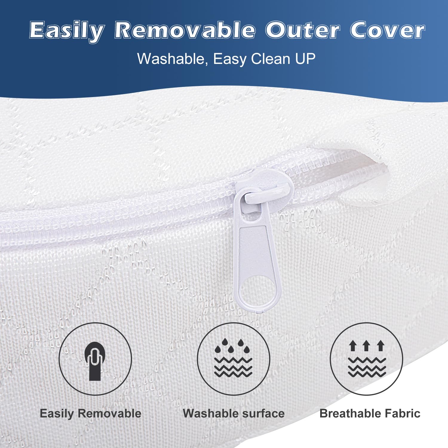 Baby Wedge Pillow for Newborn, Incline, Waterproof, Pregnancy Wedge, Premium Foam with Removable Cover, 15 x 12 x 2.6 inches - Image 7