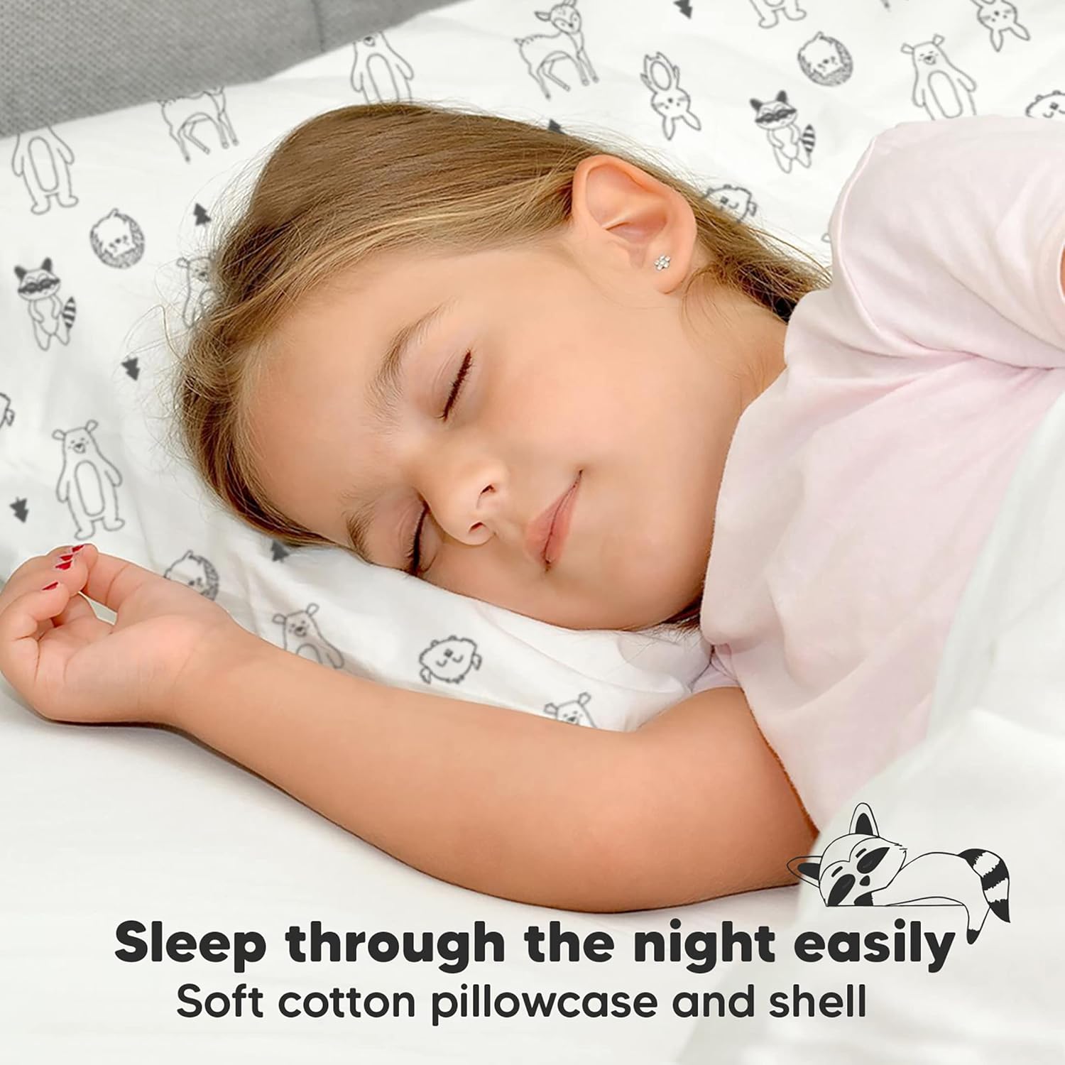 Toddler Pillow with Pillowcase - 13x18 My Little Dreamy Kids Travel Bed Pillows for Sleeping, Organic Cotton Small Pillowcase, Soft & Breathable, Machine Washable, Toddlers 2-5 Years Old (KeaFriends) - Image 8