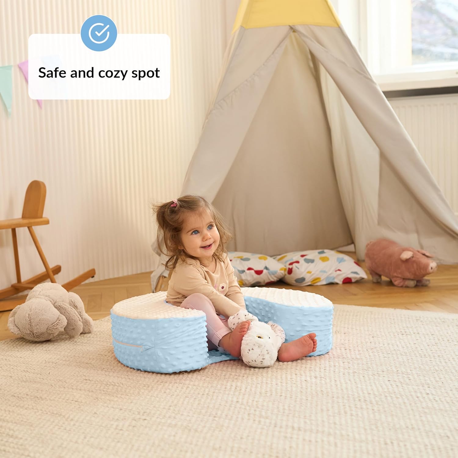 Baby Sit Up Pillow | Baby Pillow for Sitting Up | Comfortable Infant Seat for Early Sitting & Playtime | Soft & Stable Seat with Ring | Suitable from 4 Months - Image 5