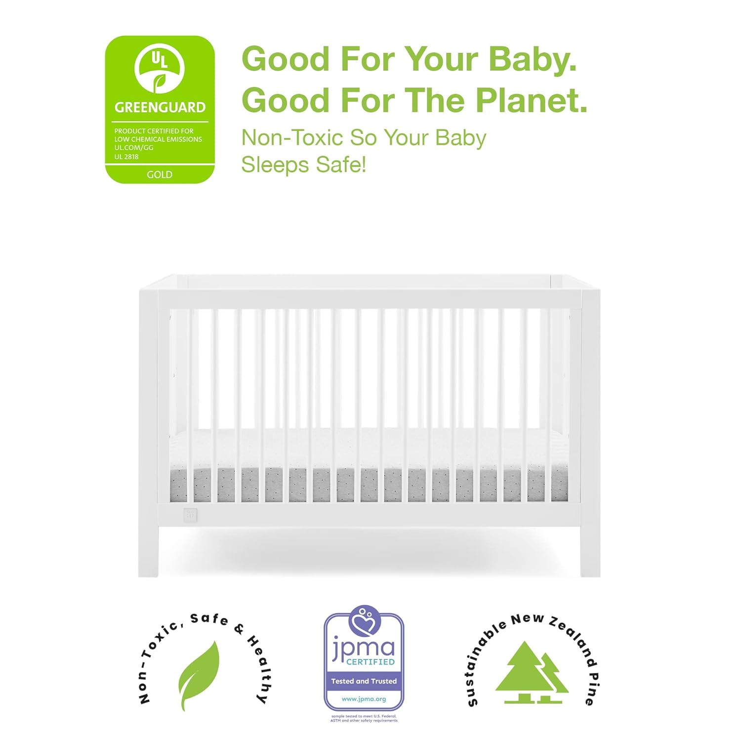 GAP babyGap Charlie 6-in-1 Convertible Crib - Greenguard Gold Certified, Bianca White - Image 4