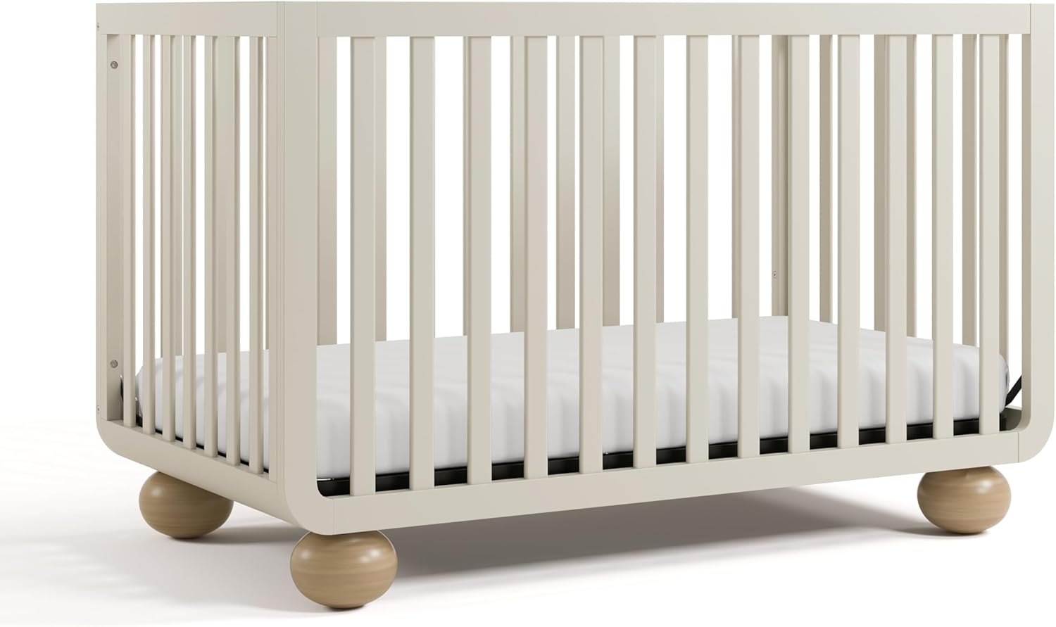 Storkcraft Amalfi Convertible Crib with Toddler Guardrail (Frosted Oat & Driftwood) – GREENGUARD Gold Certified, Toddler Bed Conversion Kit Included, Fits Standard Crib Mattress, Converts to Full Bed - Image 2