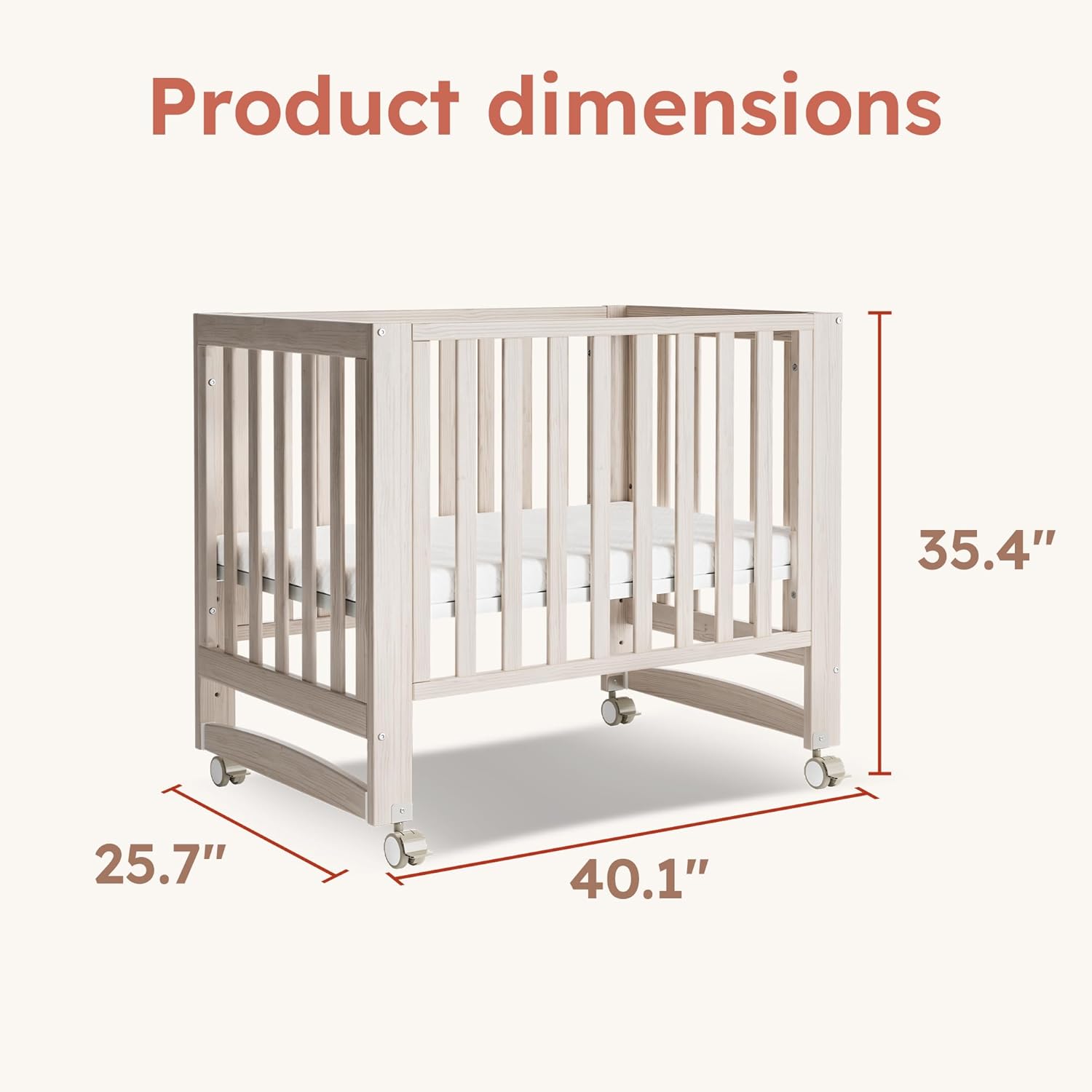 MAMAZING EvoNest Baby Crib, 6 in 1 Convertible Mini Crib with Wheels, 100% New Zealand Wood Growing Bed, 4 Adjustable Mattress Height, GREENGUARD Gold Certified, Wahsed Natural (Beige) - Image 10