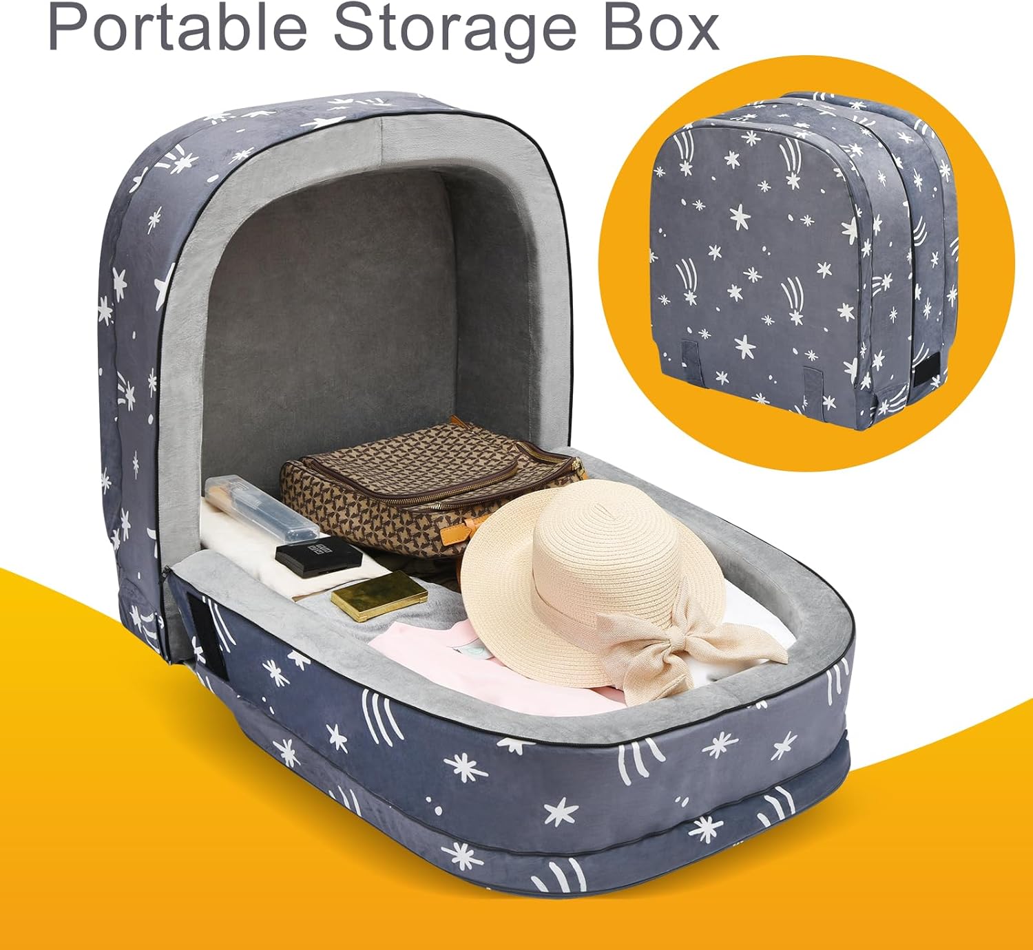 Lvimilio Portable Toddler Travel Bed, Foldable Kids Floor Bed for Home/Travel with Foam Mattres, Toddler Cot for Kids Aged 1-4, Velvet Fabric - Image 6