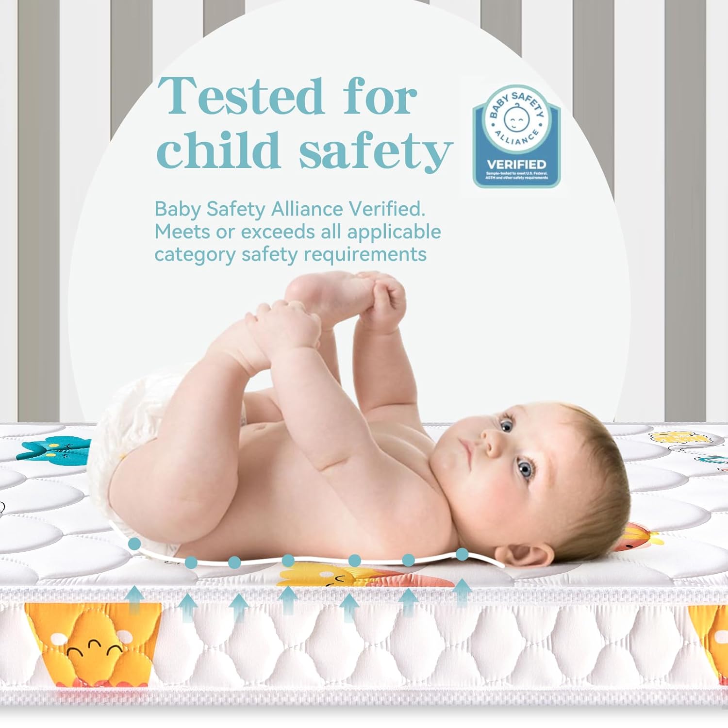 Premium Dual-Sided Baby Crib Mattress and Toddler Mattress - 52" x 27.6" x 5" - Breathable - Firm Soft - Fits Standard Cribs and Toddler Beds - Image 6