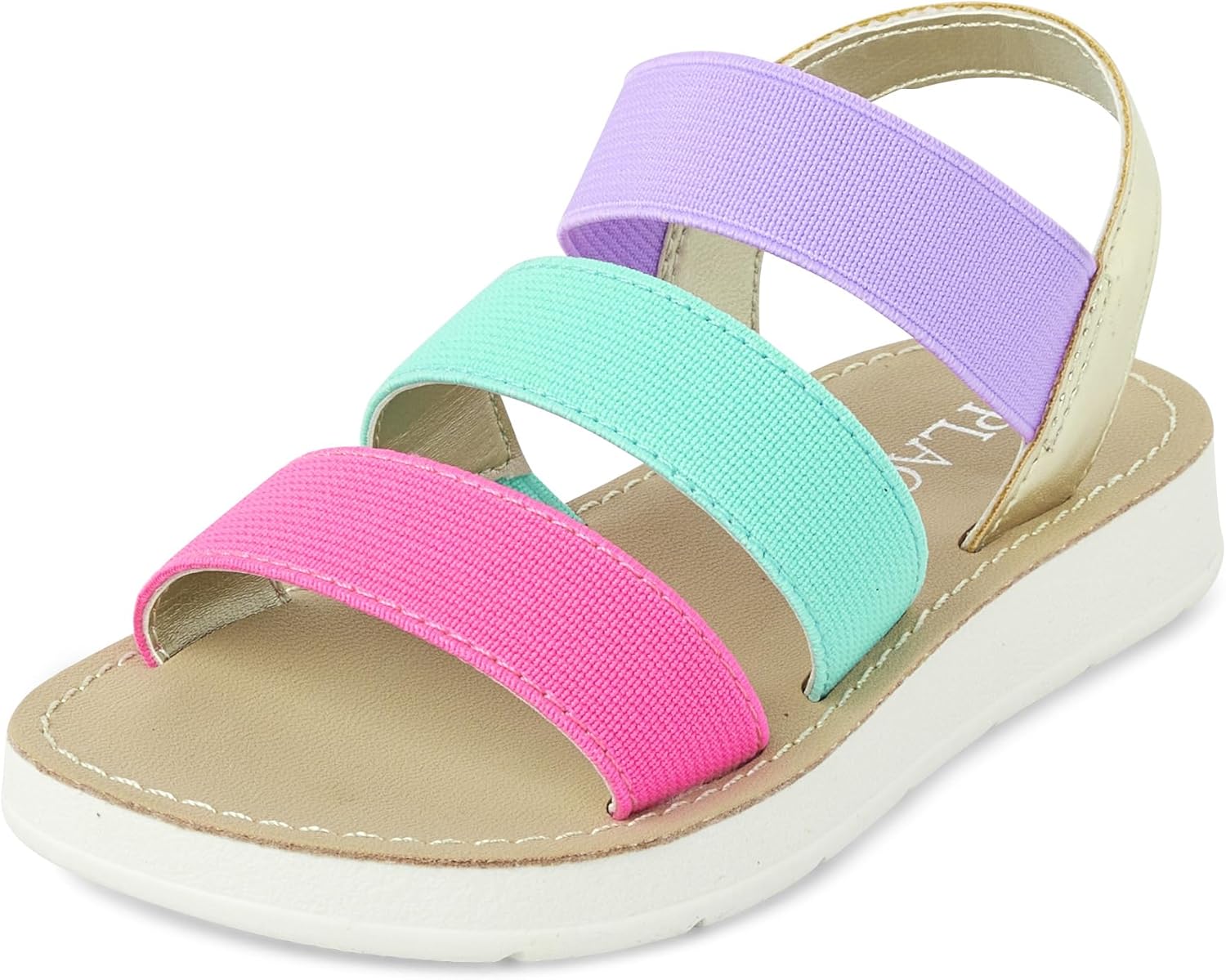 The Children's Place Baby Girls and Toddler Open Toe Flat Sandals, Multicolor Triple Band - Image 2
