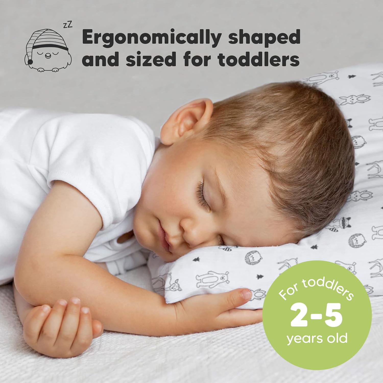 Toddler Pillow with Pillowcase - 13x18 My Little Dreamy Kids Travel Bed Pillows for Sleeping, Organic Cotton Small Pillowcase, Soft & Breathable, Machine Washable, Toddlers 2-5 Years Old (KeaFriends) - Image 3