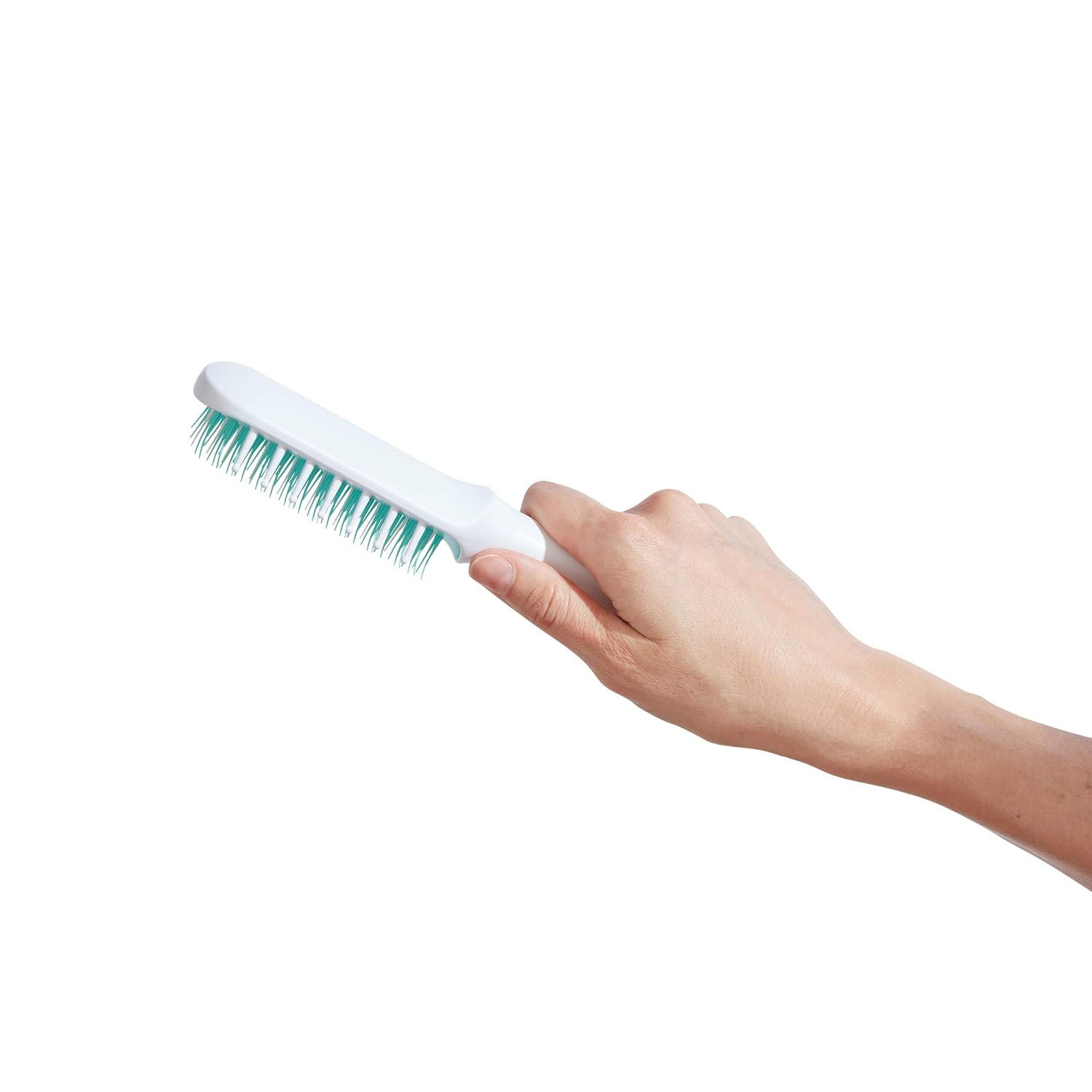 Frida Baby Thick or Curly Hair Detangler Brush for Kids, Toddler Hairbrush Detangles Knots Without Tears or Breakage, Comb Teeth and Bristle Design, White/Blue ,1 Count - Image 6