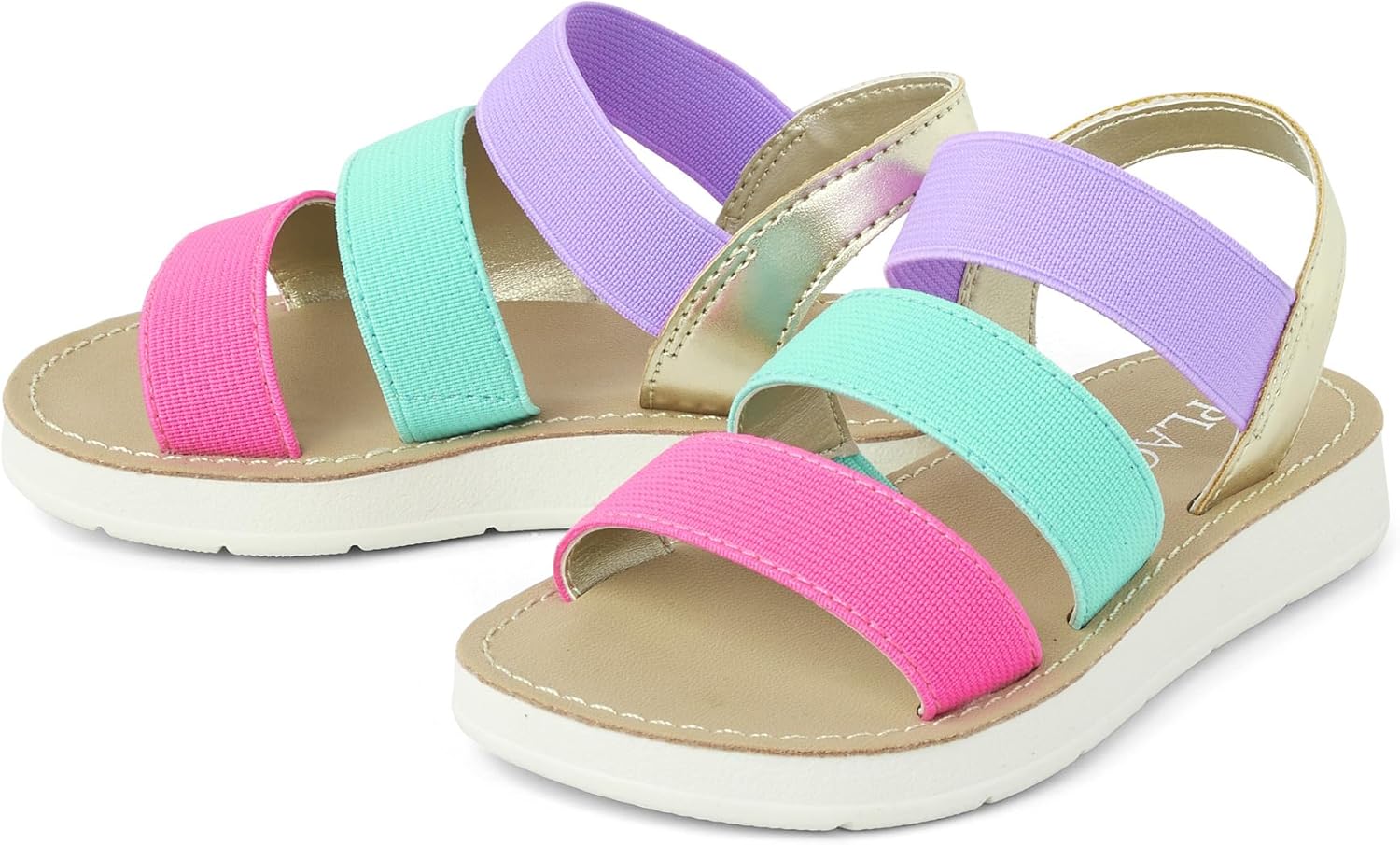The Children's Place Baby Girls and Toddler Open Toe Flat Sandals, Multicolor Triple Band - Image 3