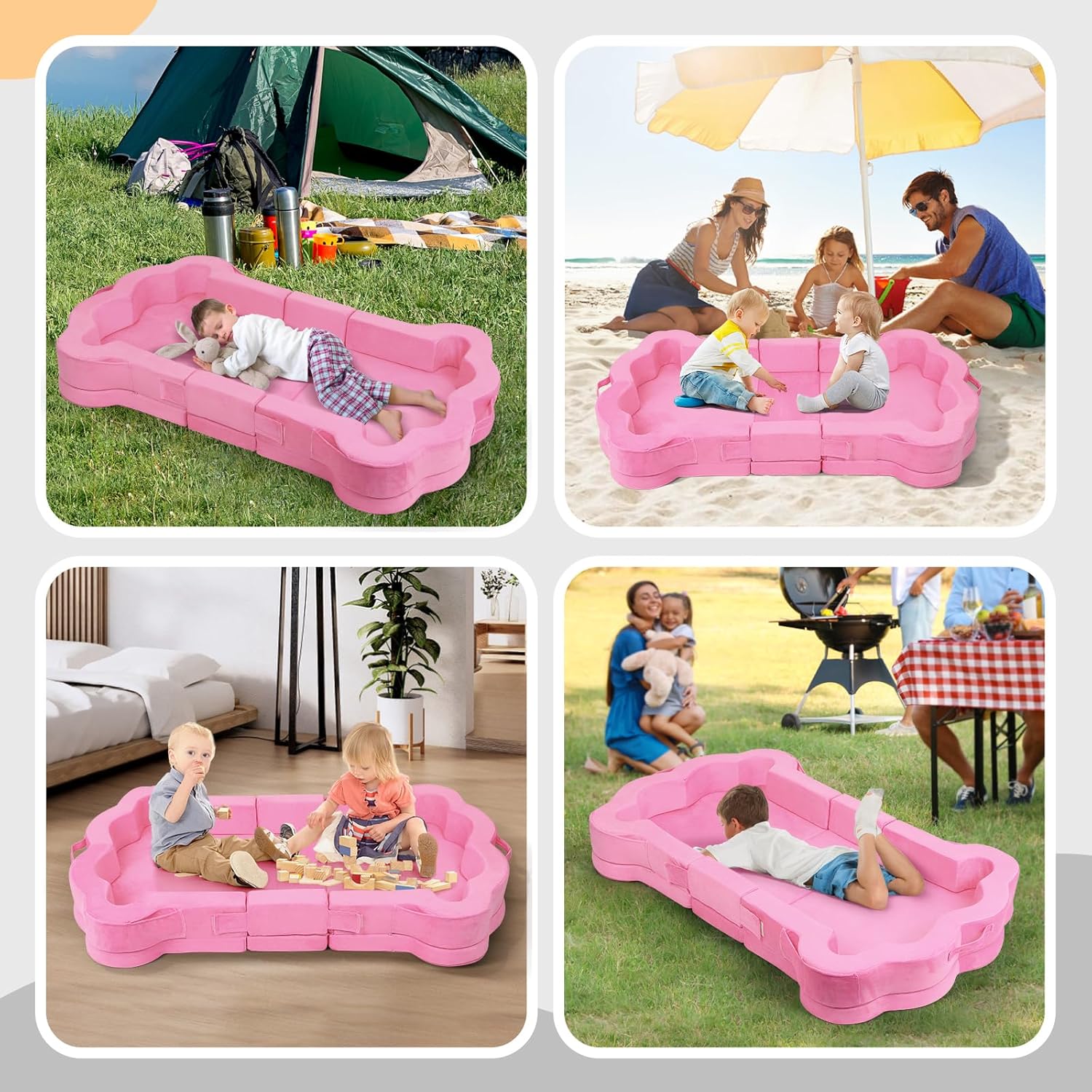 Foldable Portable Toddler Travel Bed,Toddler Floor Bed with Washable Cover for Kids,Soft and Safe (Pink) - Image 9