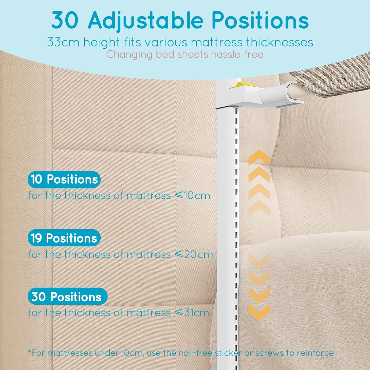 King Size Toddler Bed Rail: 3-Side Protection Bedrail for King Bed - Extral Tall Adjustable Child Safety Side Railing Guards for Infants Kids Child - Image 7