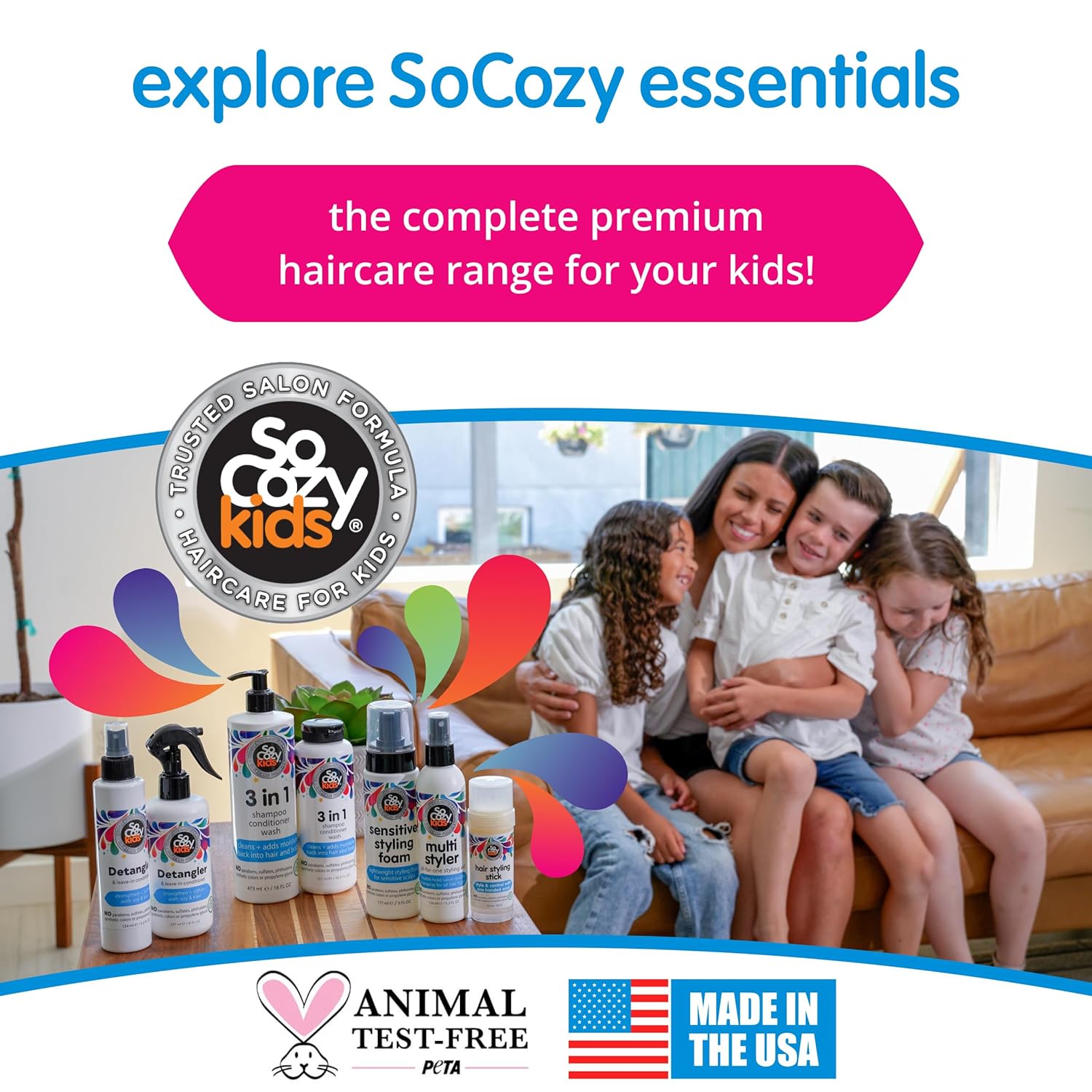 SoCozy Multi Styler, Styling Hair Spray for Kids, Safe for Everyday Use (5.2 Fl Oz) Holds Like a Light Gel, Gentle Formula with Quinoa, Vitamin B5 & Aloe, No Parabens, Sulfates or Synthetic Colors - Image 8